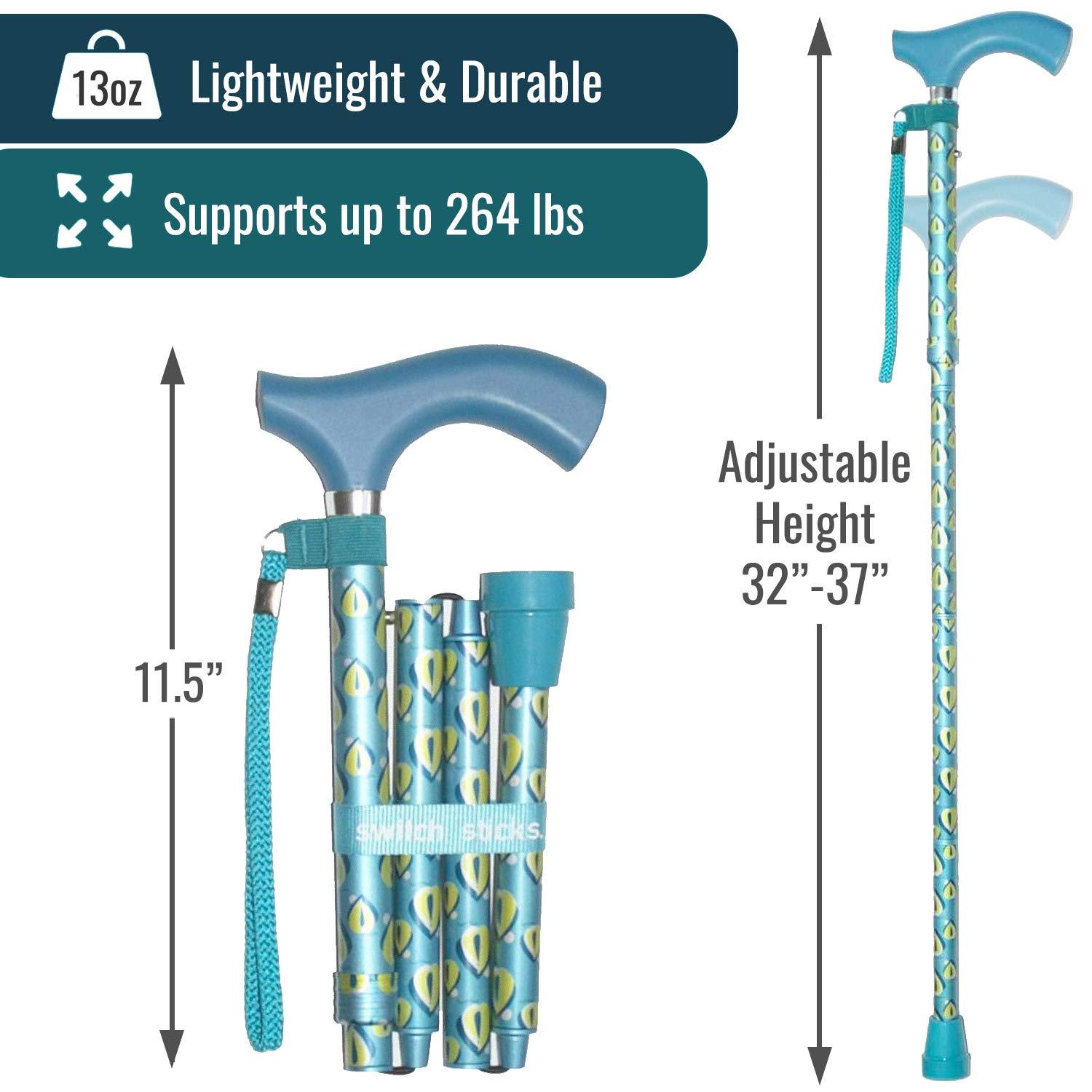 Switch Sticks Switch Sticks Walking Cane for Men or Women, Foldable and Adjustable from 32-37 Inches, FSA and HSA Eligible, Luxury Thames