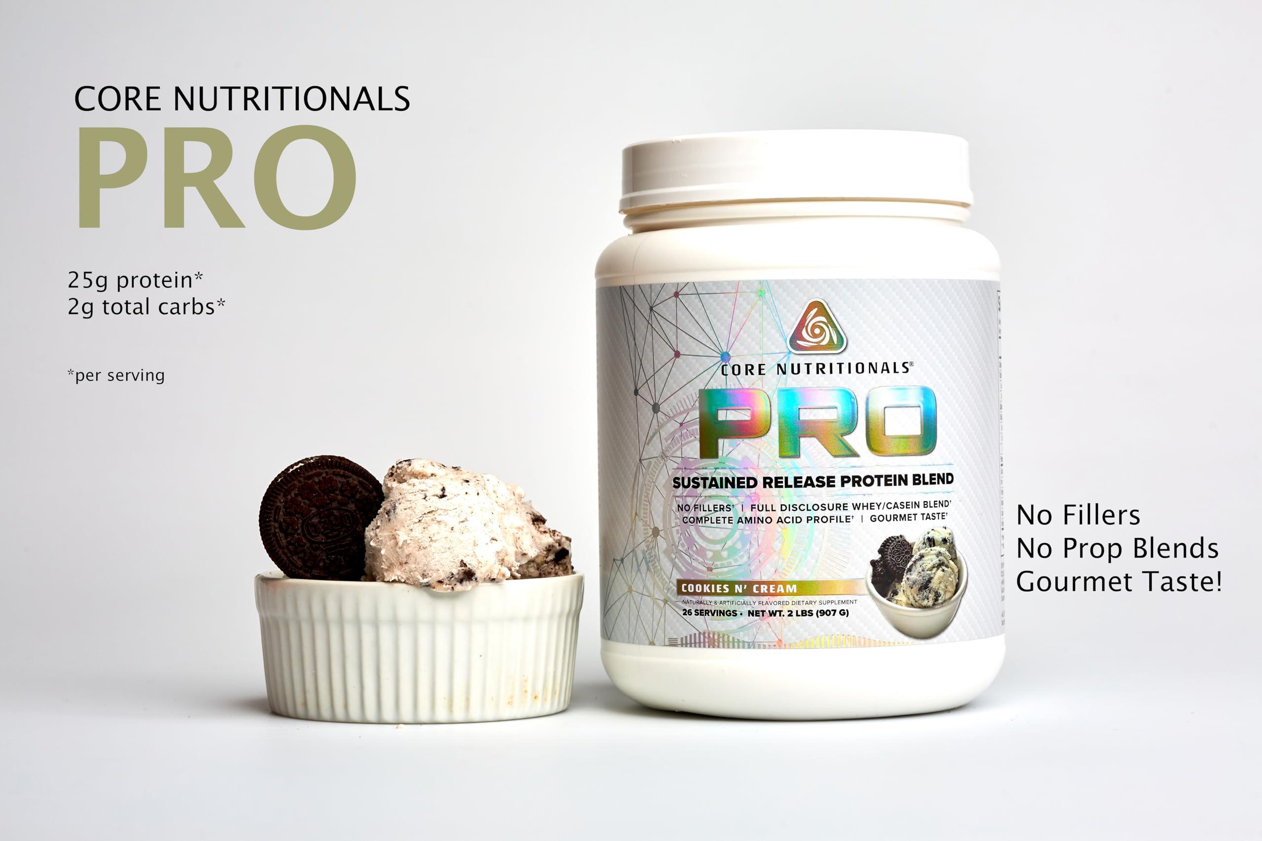 Core Nutritionals Core Nutritionals Pro Sustained Release Protein Blend, Digestive Enzyme Blend, 25G Protein, 2G Carb, 27 Servings (Cookies and Cream)