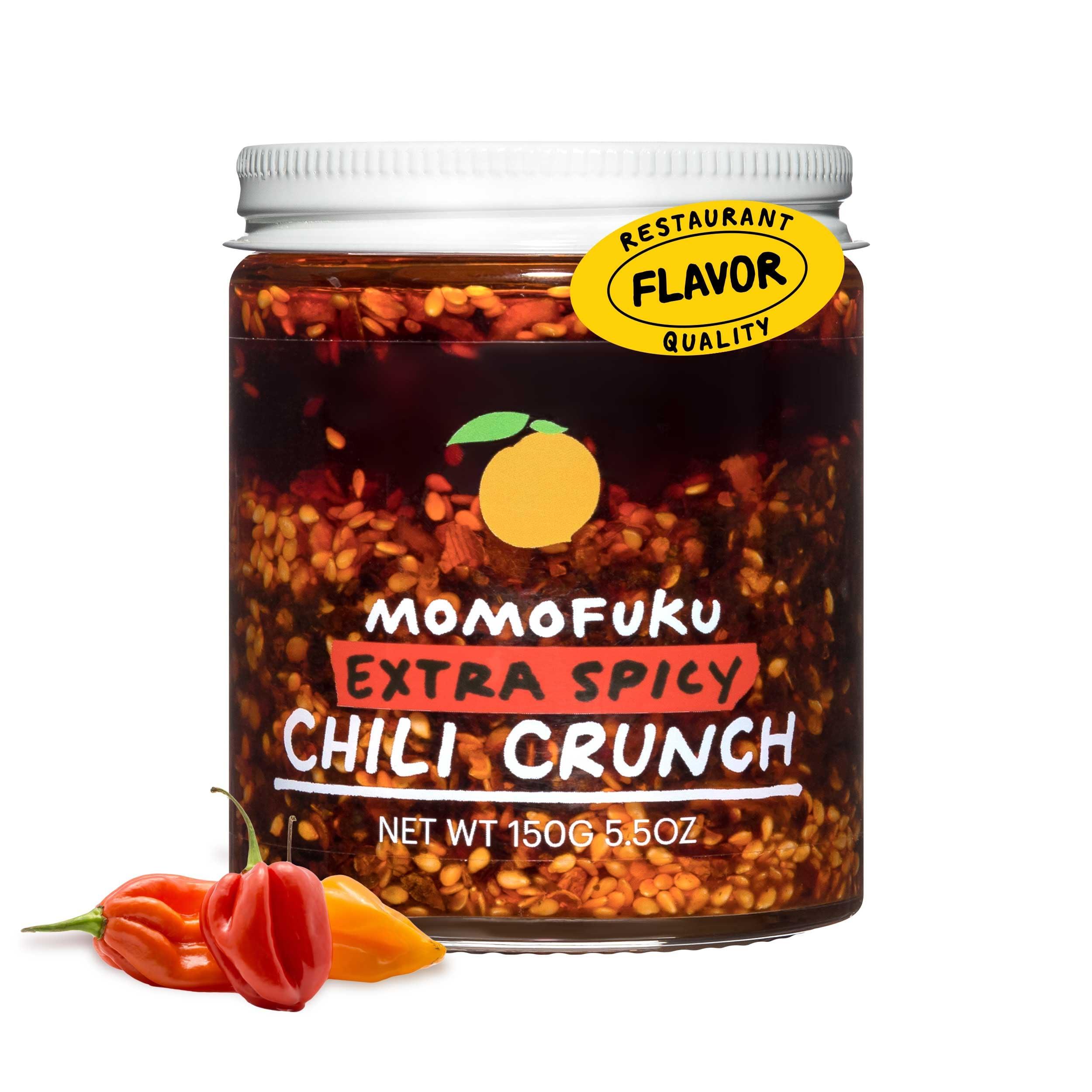 MOMOFUKU Momofuku Extra Spicy Chili Crunch by David Chang, (5.3 Ounces), Oil with Crunchy Garlic and Shallots, Crisp for Cooking as Sauce or Topping