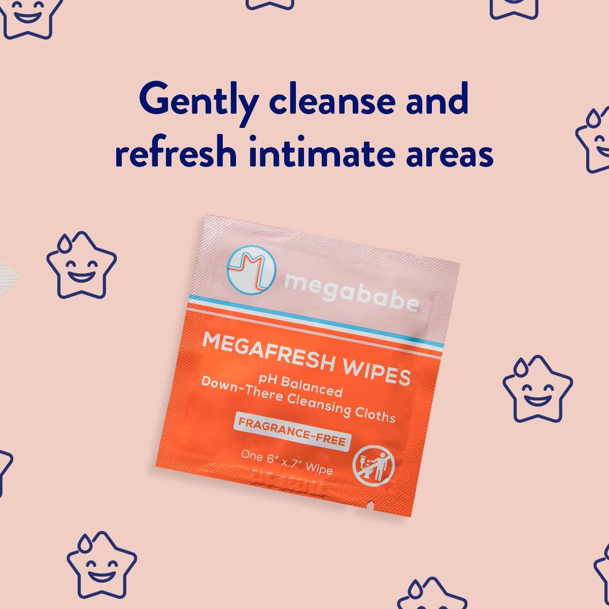 Megababe Megababe Megafresh Wipes | Unscented Cleansing Wipes for the Intimate Area | pH Balanced, Front & Back Use | 16 Individually Wrapped Wipes (Pack of 1)