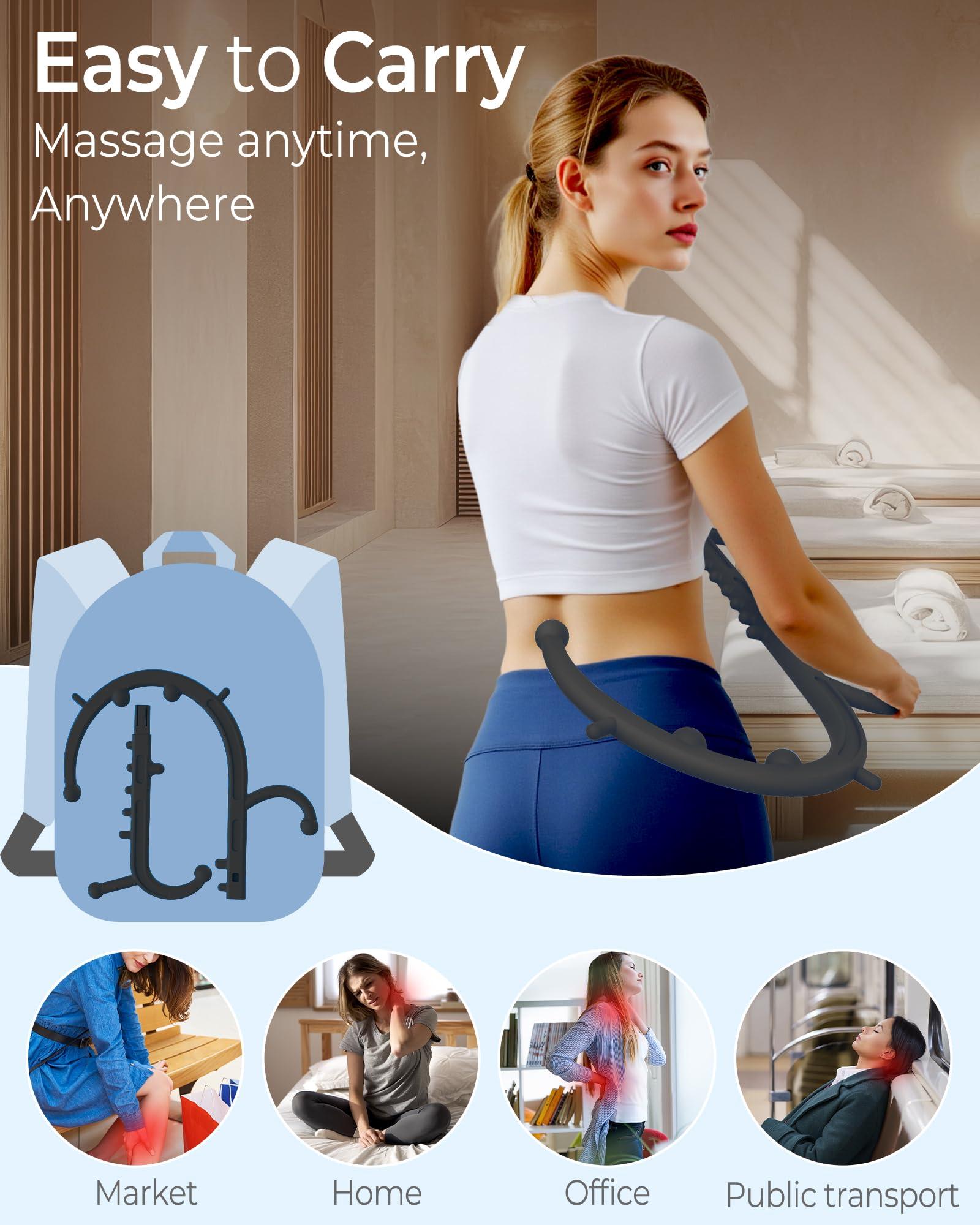 Cubetoou Cubetoou Back and Neck Massager for Pain Relief Deep Tissue, Upgraded Full Body Trigger Point Cane Massage Tools, Massage Stick Pressure Point Hook, Muscle Knot Remover Tool (Black)