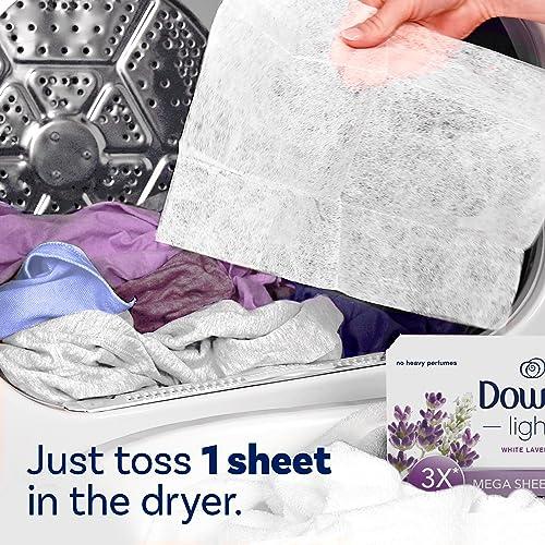 Downy Downy Light Mega Dryer Sheets, Fabric Softener Dryer Sheets, White Lavender, 180 Count