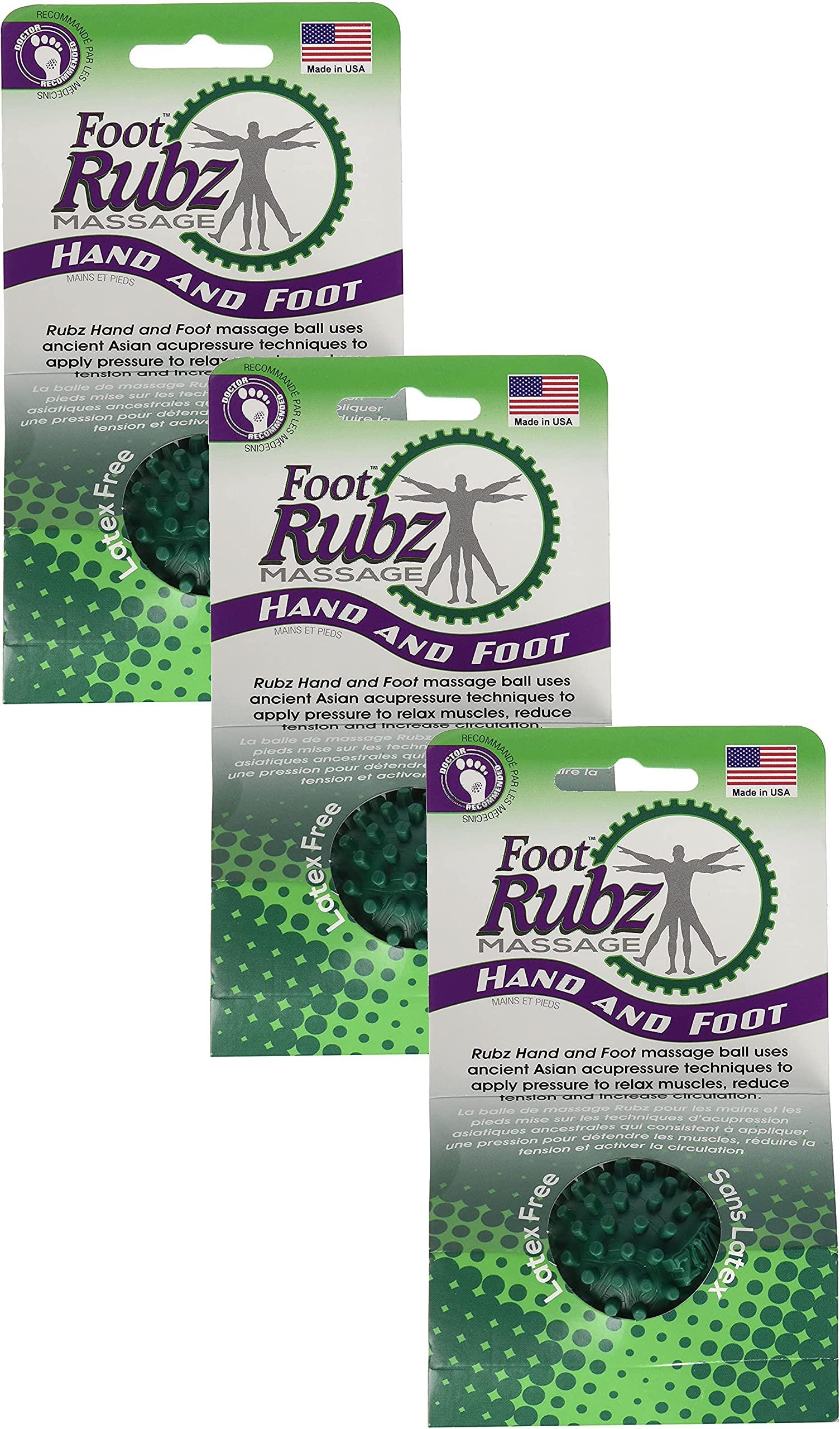 Due North Due North Industrial Foot Rubz Foot Hand & Back Massage Ball, Relief from Plantar Fasciitis, Green (3 Pack)