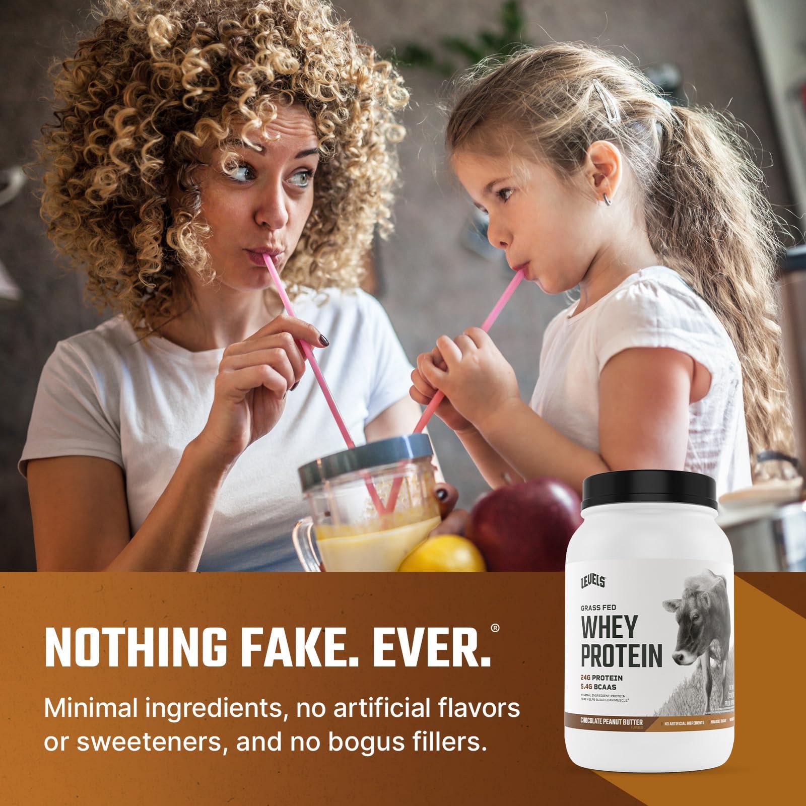 Levels Nutrition Levels Grass Fed Whey Protein, No Artificials, 24G of Protein, Chocolate Peanut Butter, 2LB