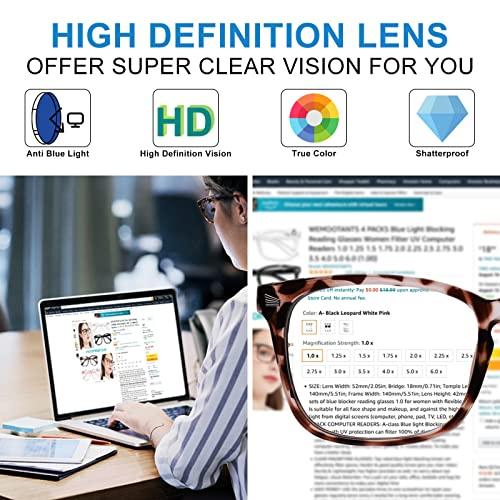 WEMOOTANTS WEMOOTANTS 4 Packs Multicolors Reading Glasses 2.75 Women Blue Light Blocking Large Readers 1.0 1.25 1.5 1.75 2.0 2.25 2.5 2.75+ 3.0 3.5 4.0 5.0 6.0