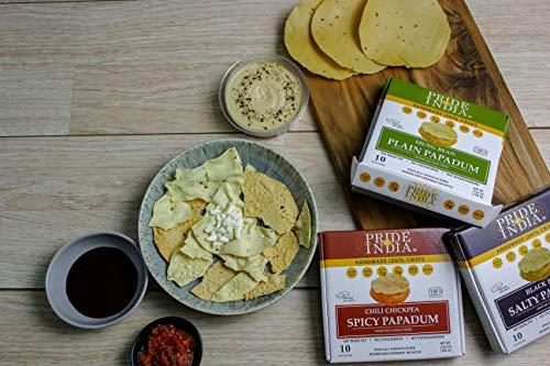 Pride Of India Pride Of India - Spicy Chickpea Masala Papadum Lentil Crisp, 10 count (3.53oz - 100gm) - Microwaveable Instant Chips, Gluten-Free Vegan Crackers, Healthy Protein, Fiber & Iron Rich Snacks