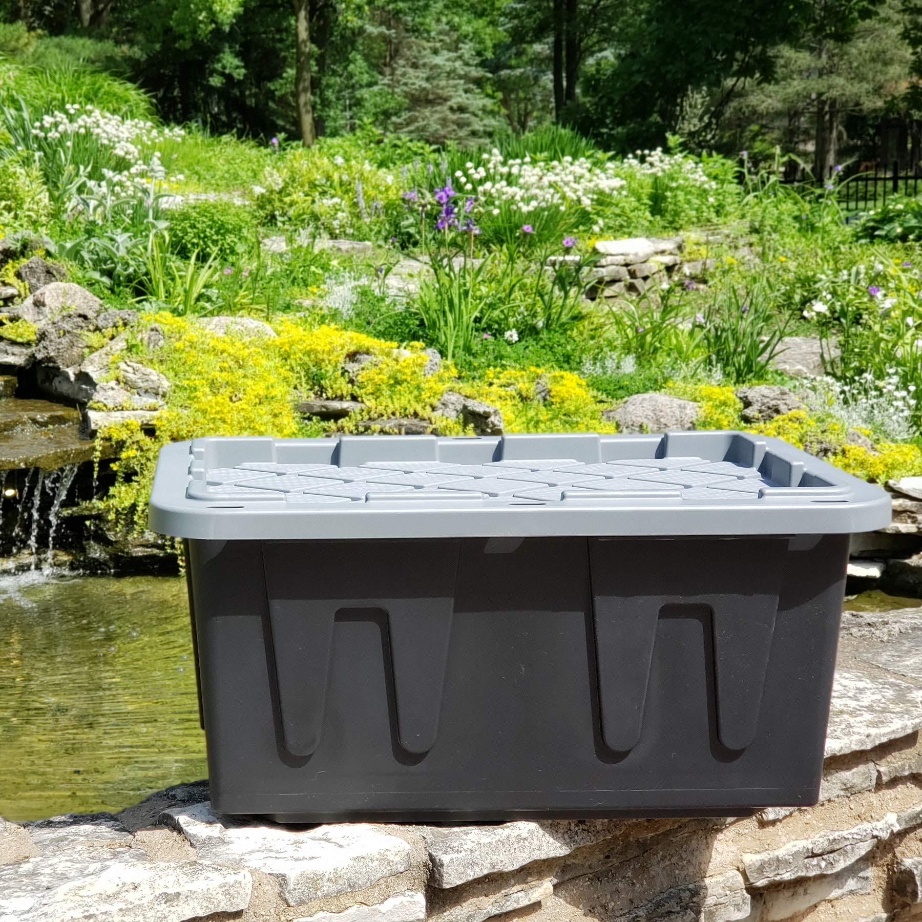 ECOstorage ECOstorage 4427EBKDC.02 Box Tough Recycled Plastic Storage Container, 27 Gallon, Black, 2 Count