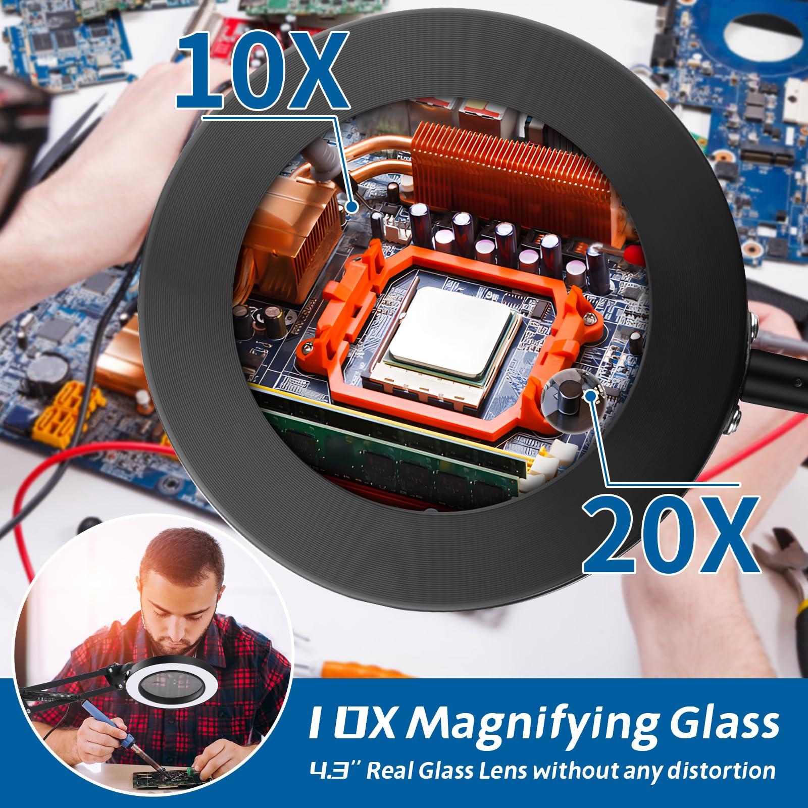 NZQXJXZ NZQXJXZ 10X 20X Large Floor Magnifying Glass with Light and Stand, 72 LED Floor Magnifying Lamp, Floor Magnifiers for Reading, Sewing, Crafts, Close Work