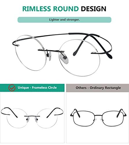 Eyekepper Eyekepper Titanium Rimless Round Reading Glasses Circle Readers Black