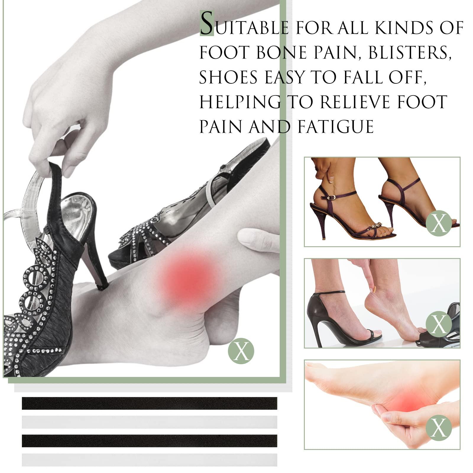 Hercicy 200 Pcs Womens Strap Cushion Insert Shoe Tape Cuttable Shoe Straps for Heels Foot Cushion for Heels, Pumps, and Sandals (Black, White)