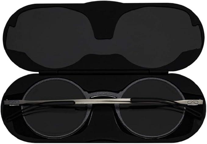 Always With You ThinOptics Bundle - Reading Glasses and Sunglasses with Cases - Ultra Thin, Durable, Lightweight - Round Black 2.5x