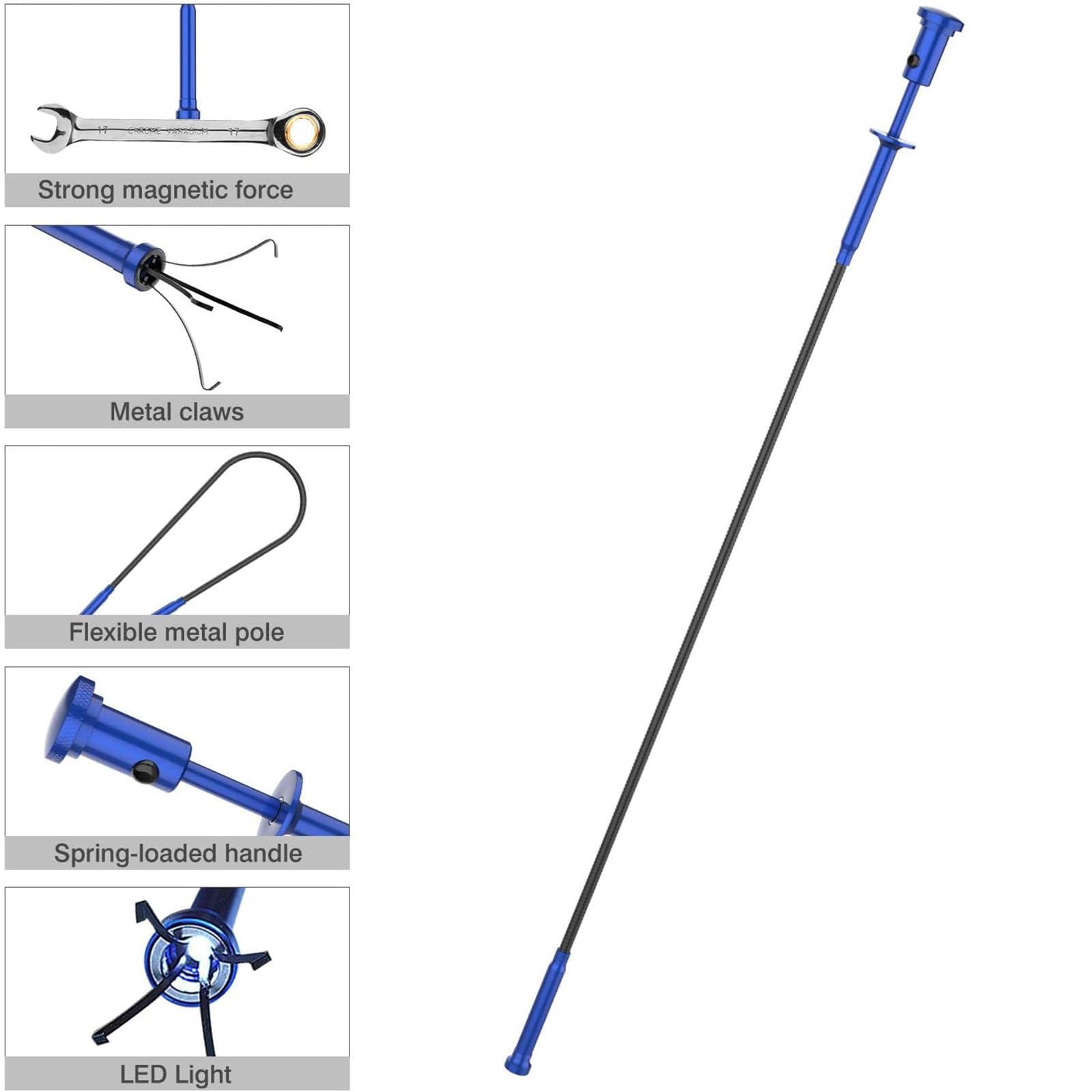 Housolution Housolution Grabber Tool Magnetic Four-claw Picker, Bendable Hose Reacher Pickup Sweeper with LED Lights, Flexible Long Handy Reaching Assist Tool for Litter Pick/Home Sink/Drain, Grabber Reacher Tool