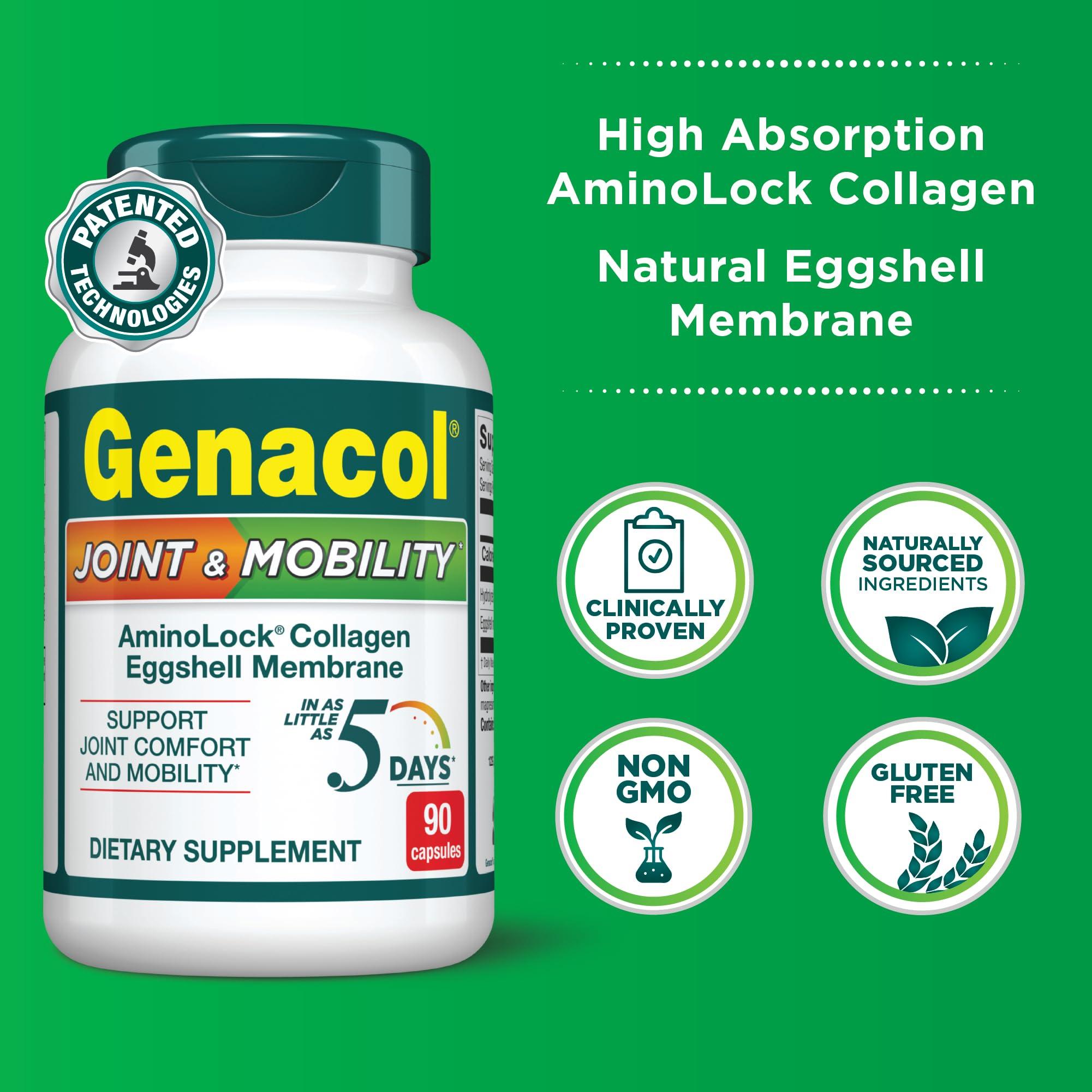 Genacol Genacol Collagen & Natural Eggshell Membrane | Achieve Rapid Joint Relief in as little than Just 5 Days| Patented hydrolyzed collagen joint support supplement Joint & Mobility 90 Capsules