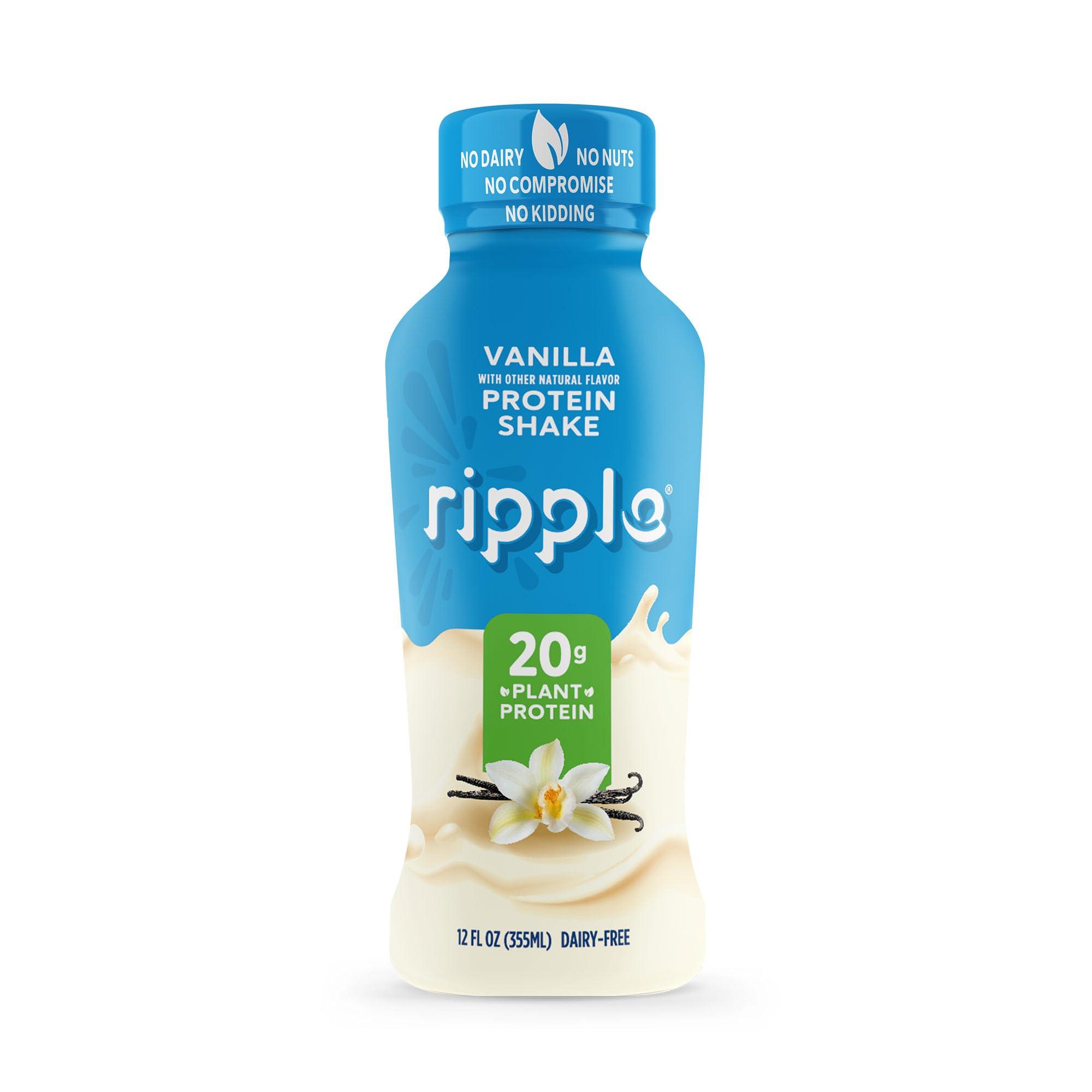Ripple Ripple Vegan Protein Shake, Chocolate 12 Fl Oz (12 Pack) & Ripple Vegan Protein Shake, Vanilla (12 Pack) | 24 Pack