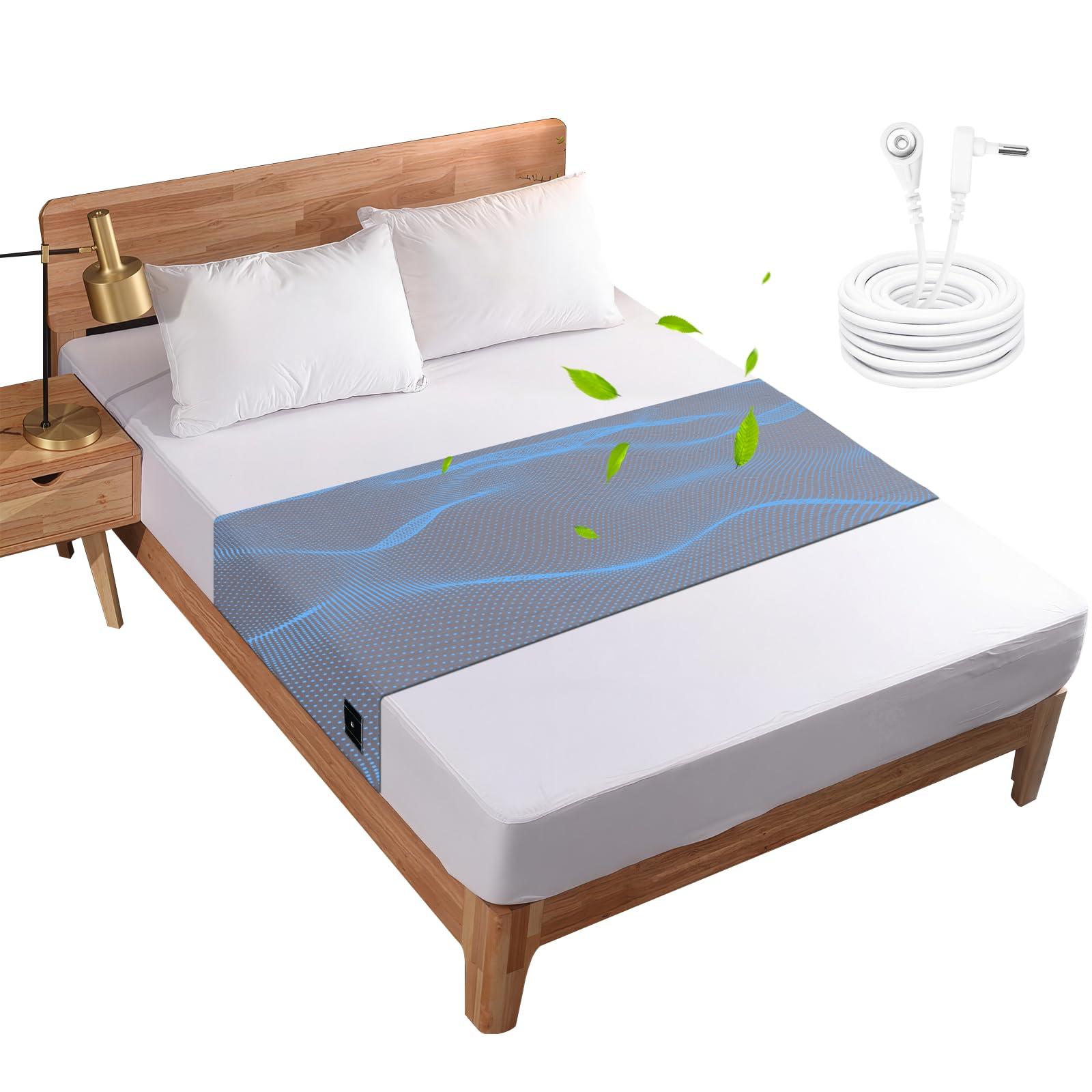 VAJOOCLL Grounding Sheet- 5% Silver Fiber with Grounding Cord, Grounding Sheets for Better Sleep and Native Health (35x90Inch).