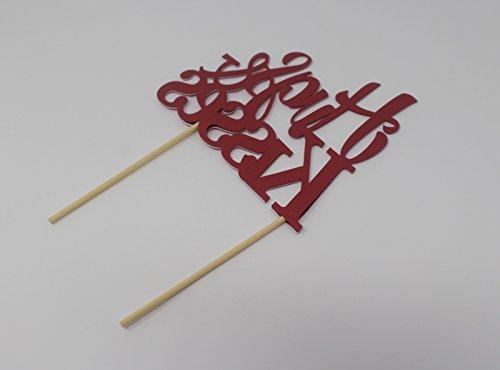 All About Details All About Details™ Hugs & Kisses Cake Topper,1pc, Valentine's Day, Anniversary Celebration, Party Decor, Glitter Topper (Pink)