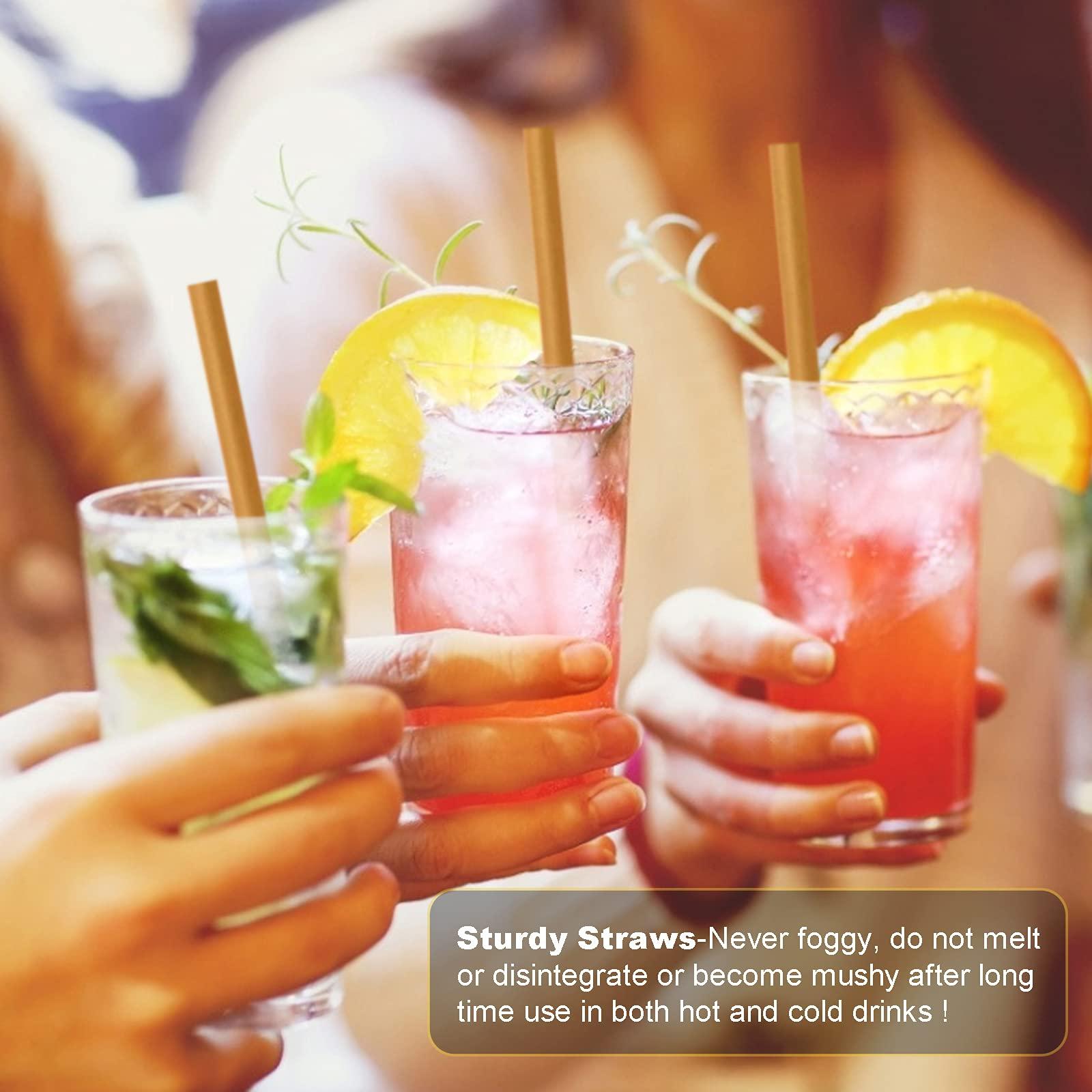 SHAUMN Biodegradable Sugarcane Straws 10.2 Inch Long Compostable Drinking Straws Bulk Plasticless A Sturdy Straws Works for Hot/Cold Drinks Not Soggy Alternative to Platic/Paper Ones