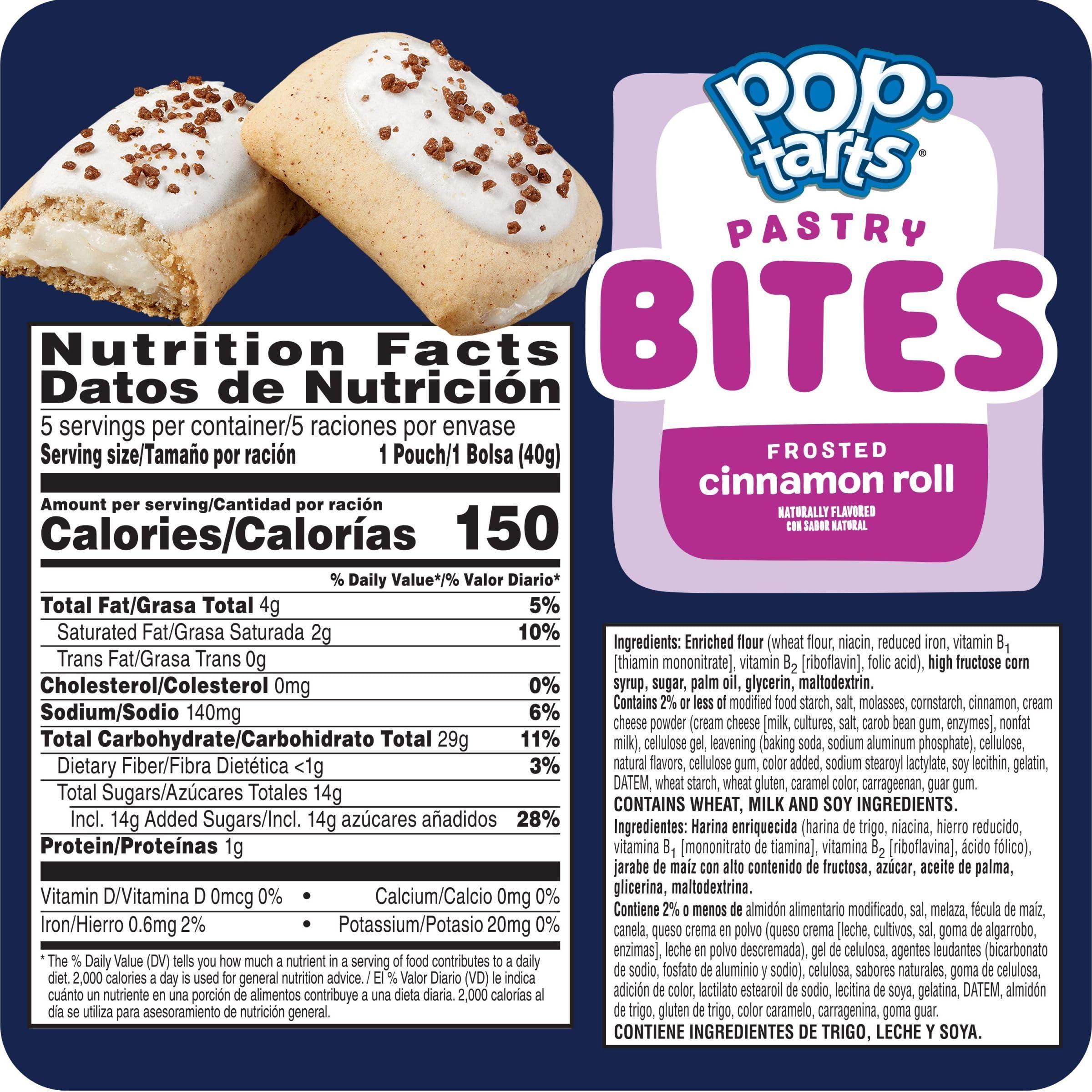 Pop-Tarts Pop-Tarts Bites Baked Pastry Bites, Kids Snacks, School Lunch, Frosted Cinnamon Roll, 7oz Box (5 Pouches)