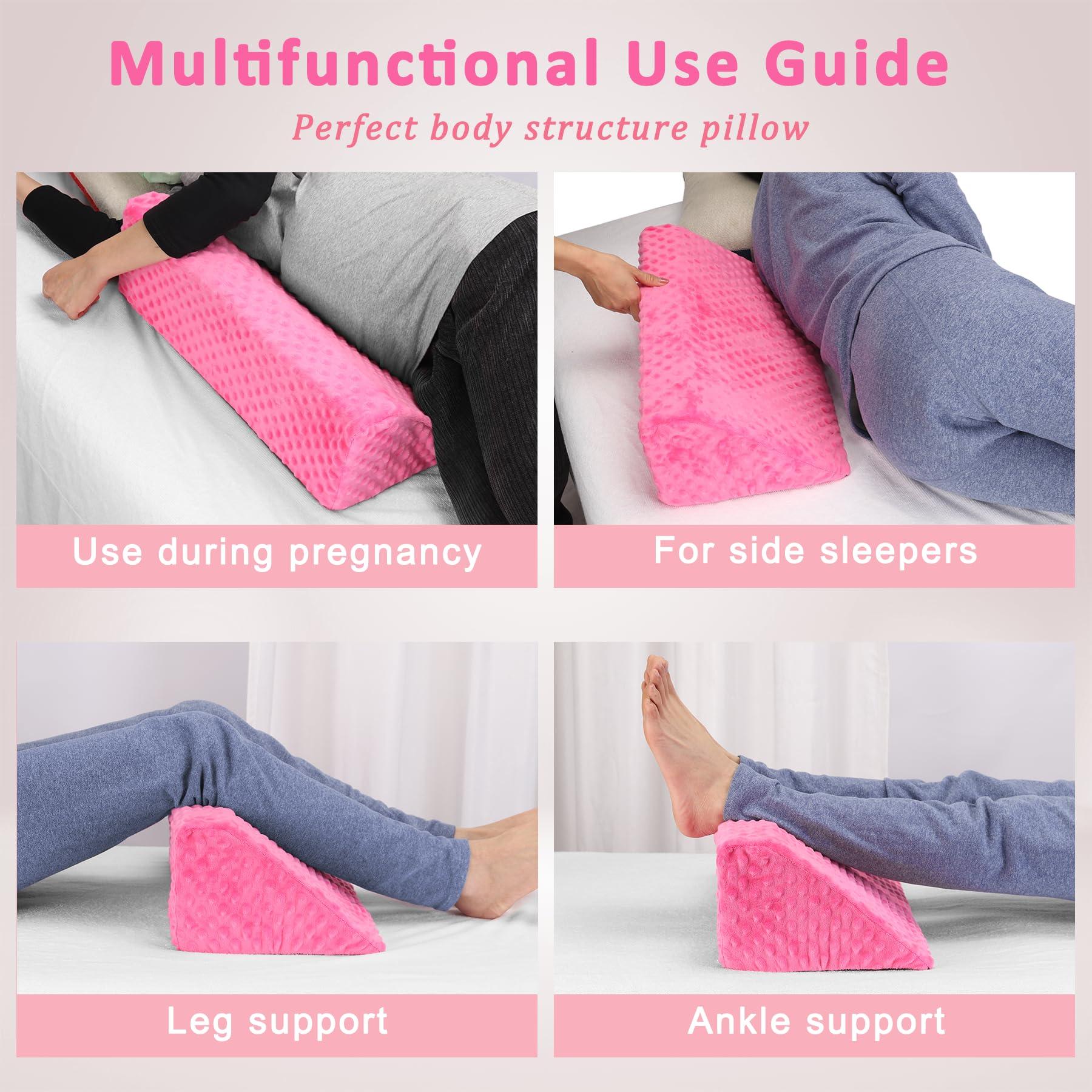 Jacobable Jacobable Wedge Pillow for Side Sleeping, Body Positioning Foam Wedge Pillow, Side Wedge Pillow for Sleeping Non-Slip Back Positioning Pillow for Bed Sore Wedge (Pink)