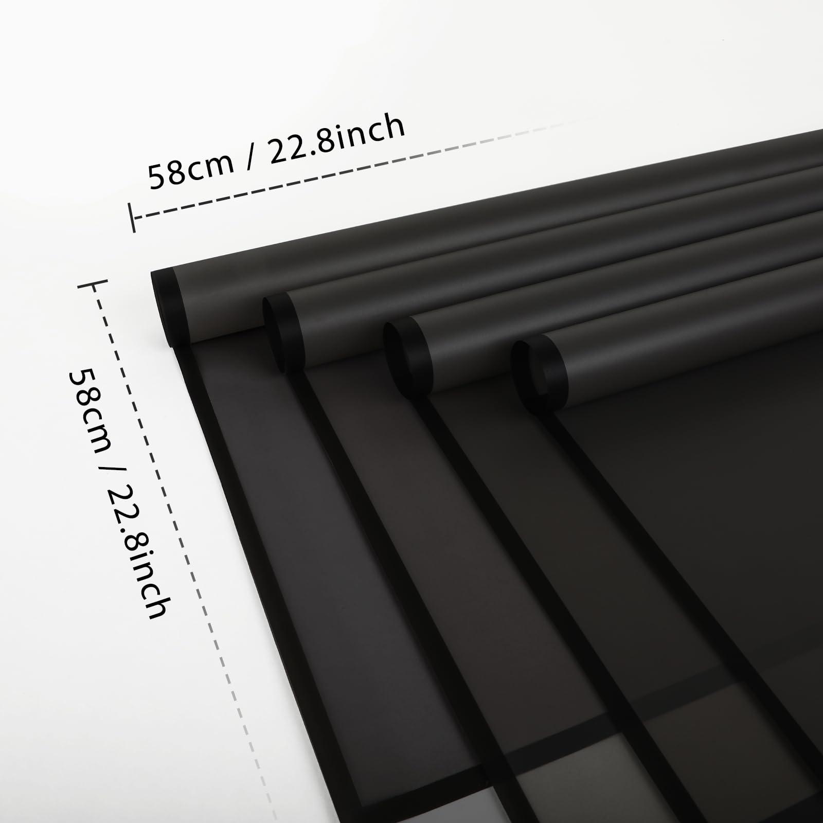 NESCCI NESCCI 20 Sheet Flower Wrapping Paper - Waterproof Floral Bouquet Wrapping Paper, Florist Supplies Packaging Paper for Wedding Birthday Gift DIY (Translucent Black)