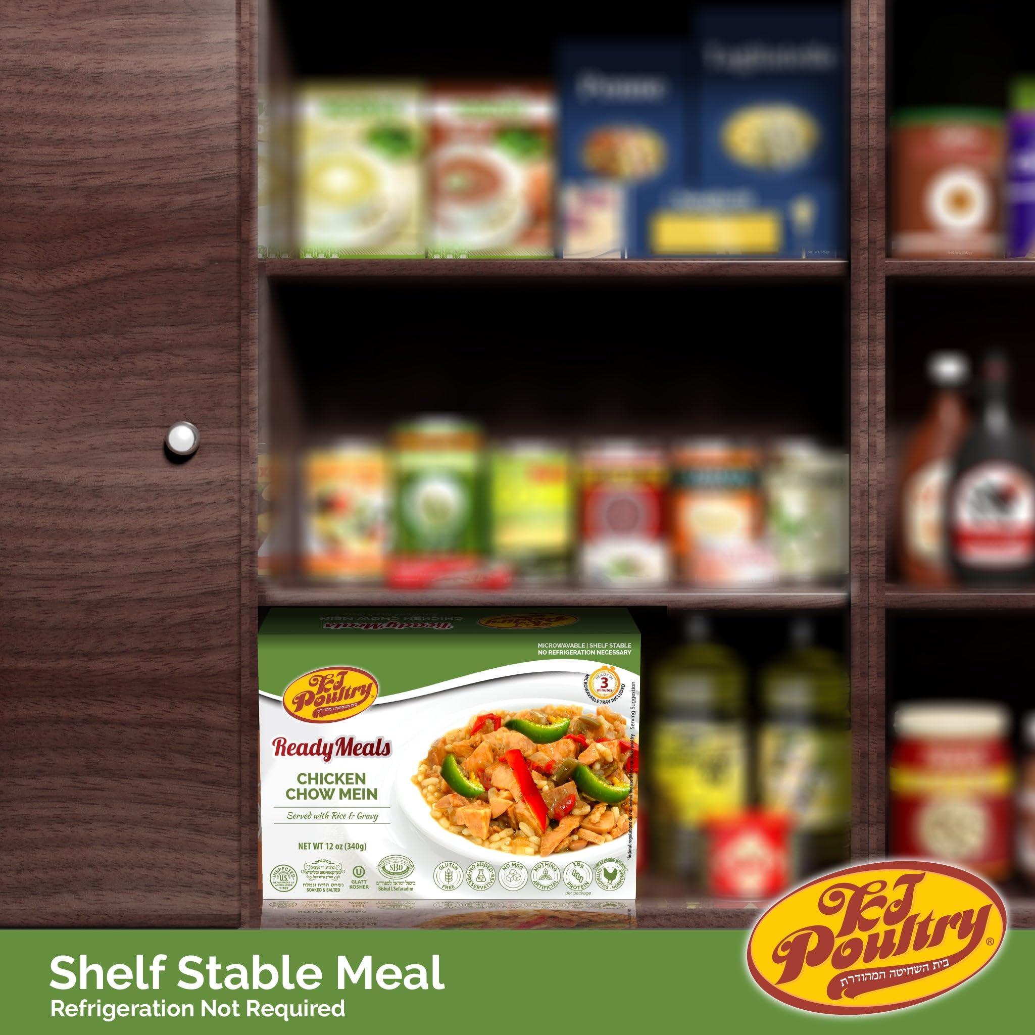 KJ Poultry KJ Poultry Kosher Ready Meals - Chicken Chow Mein, MRE Meat Meals Ready to Eat, Gluten Free (3 Pack) Prepared Entree Fully Cooked, Shelf Stable Microwave Dinner Travel Military Camping Survival