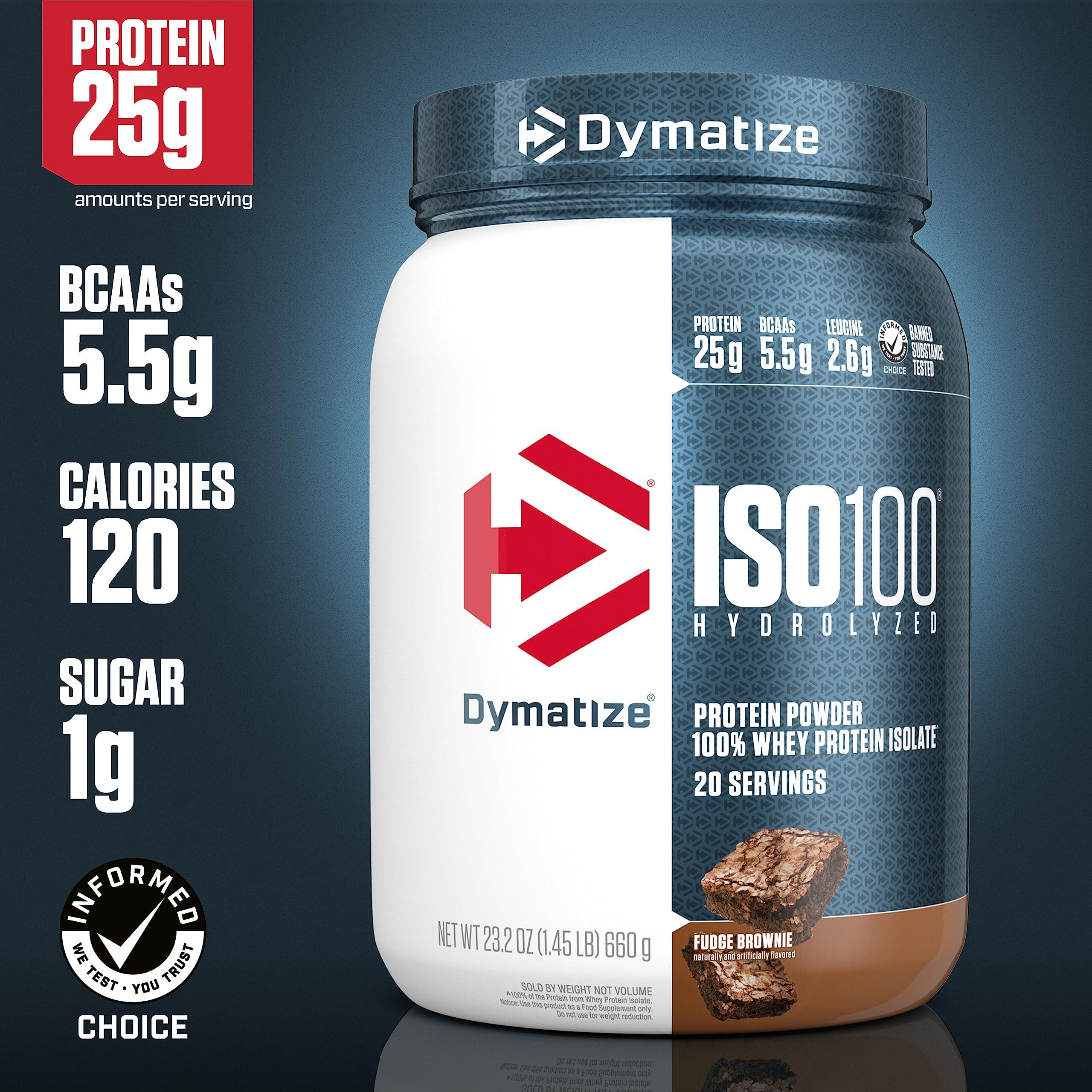 Dymatize Dymatize ISO100 Hydrolyzed Protein Powder, 100% Whey Isolate, Dunkin\' Glazed Donut Flavor, 20 Servings & ISO100 Hydrolyzed Protein Powder, 100% Whey Isolate Protein, 25g of Protein, 5.5g BCAAs