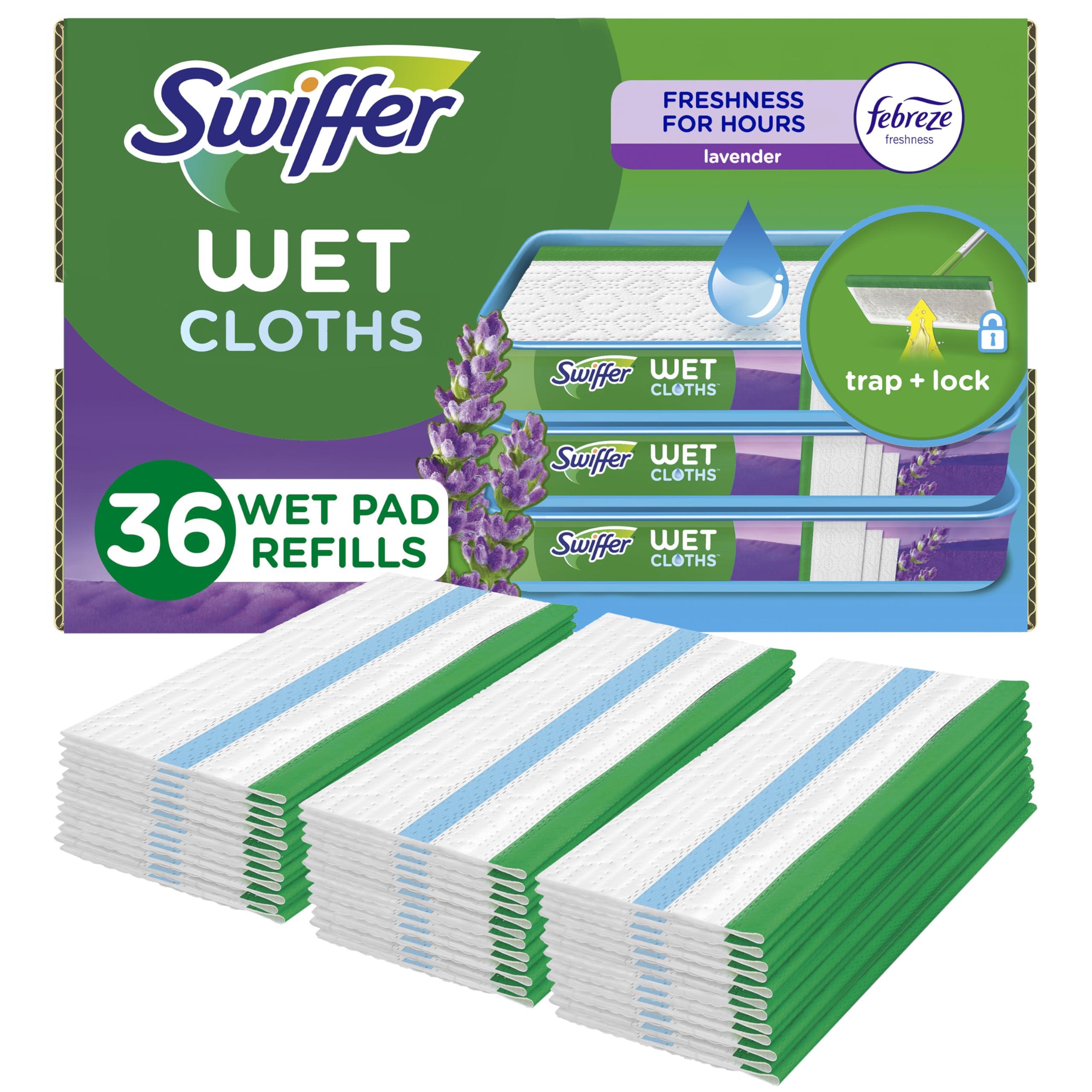 Swiffer Swiffer Sweeper Wet Mopping Cloth Multi Surface Refills, Mops for Floor Cleaning, Febreze Lavender Scent, 36 Count