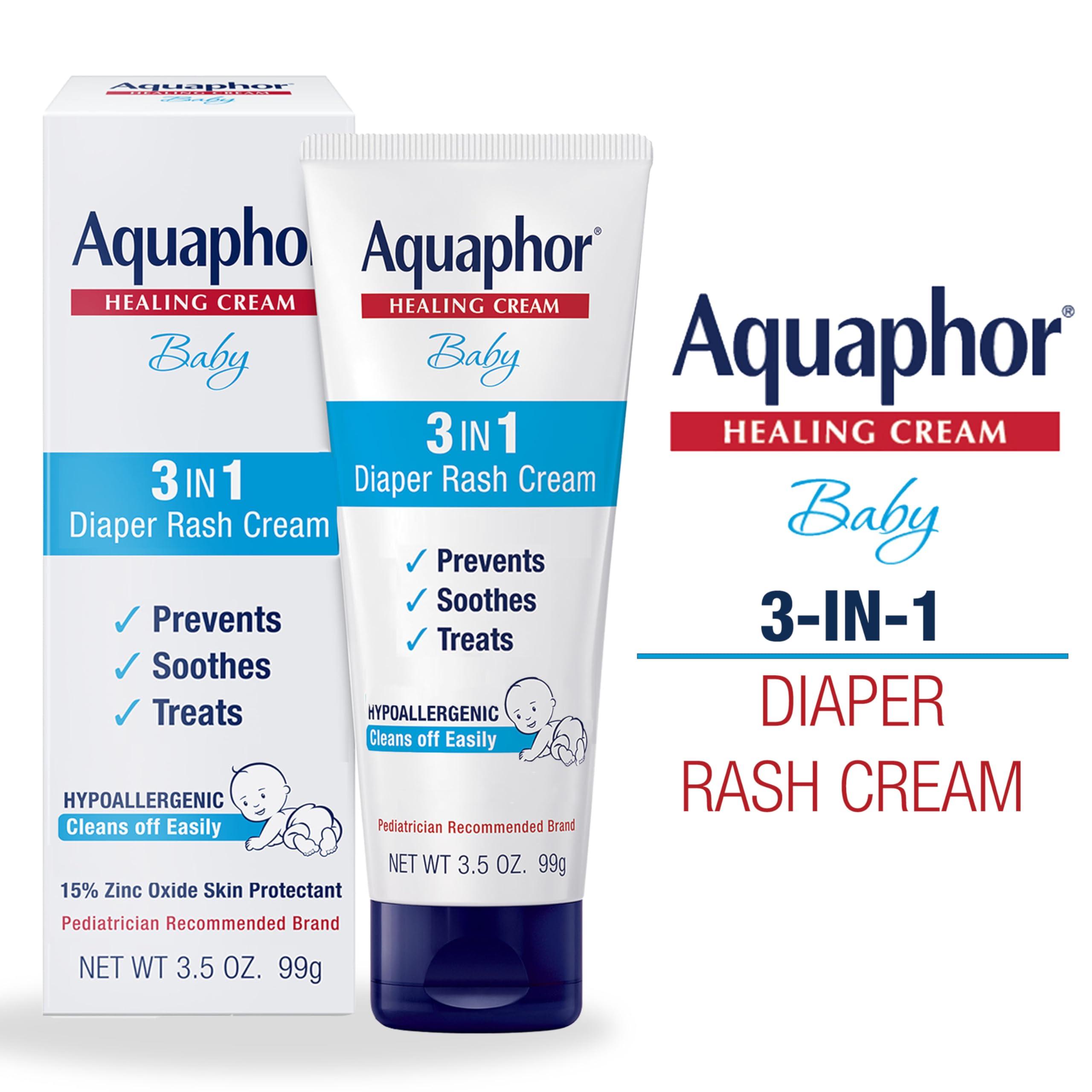 Aquaphor Aquaphor Baby Diaper Rash Cream, 3-in-1 Diaper Rash Relief, 3.5 Oz Tube, (Pack of 3)
