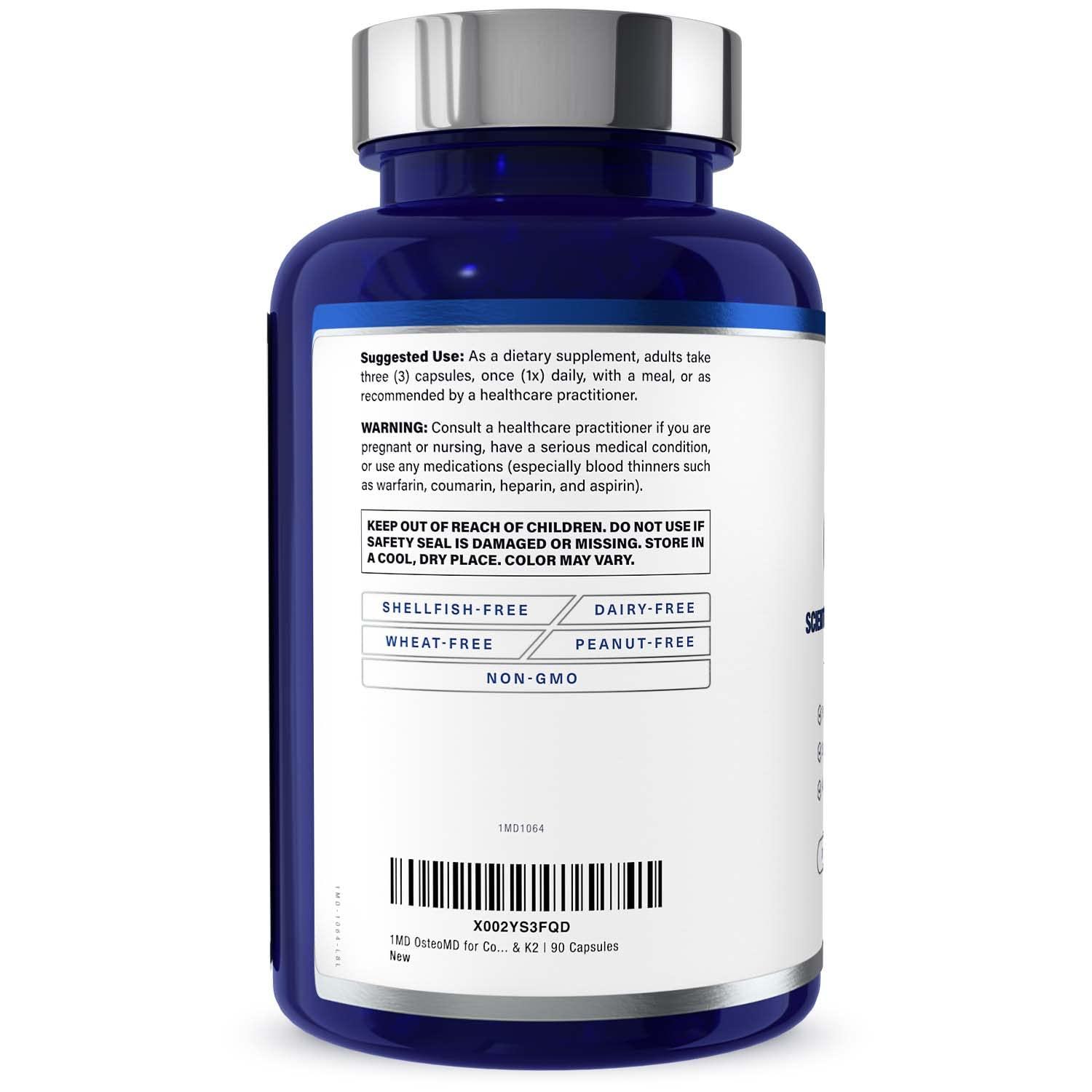 1MD Nutrition 1MD Nutrition OsteoMD for Comprehensive Bone Support | with Calcium Hydroxyapatite, Vitamin D3 & K2 | 180 Capsules (2-Pack)