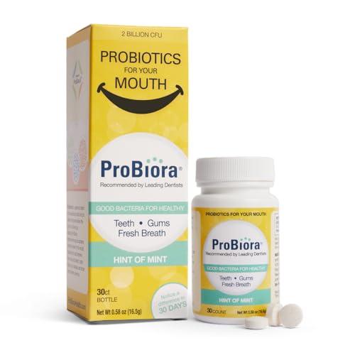 ProBiora Health ProBiora Oral-Care Chewable Probiotic Tablets | Probiotic Supplement for Women & Men | Healthier Teeth & Gums | Fresher Breath | Whiter Teeth | Better Overall Health | 30 Count | Pack of 3 | Mint