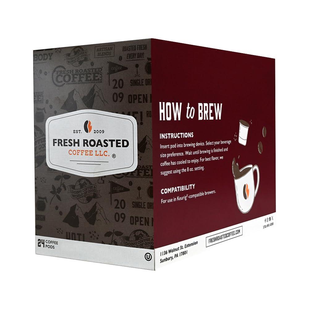 Fresh Roasted Coffee Fresh Roasted Coffee, Decaf Vanilla, Flavored Coffee Pods, 72 Count