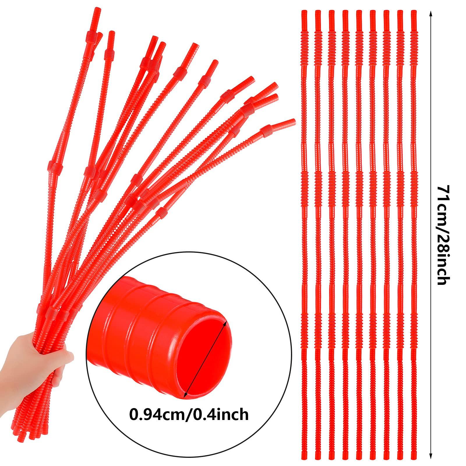 Geiserailie Geiserailie 12 Pieces Flexible Drinking Straws Extra Long Bendy Plastic Straws for Party Camping Limited Mobility Situations Dishwasher(Red, 28 Inches)