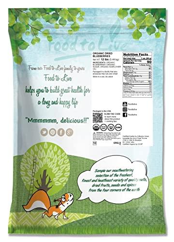 Food to Live Organic Dried Blueberries, 12 Pounds – Non-GMO, Whole Berries, Lightly Sweetened, and Coated with Sunflower Oil, Kosher, Vegan, Unsulfured, Bulk. Rich in Antioxidants. Perfect for Snacking, Baking.