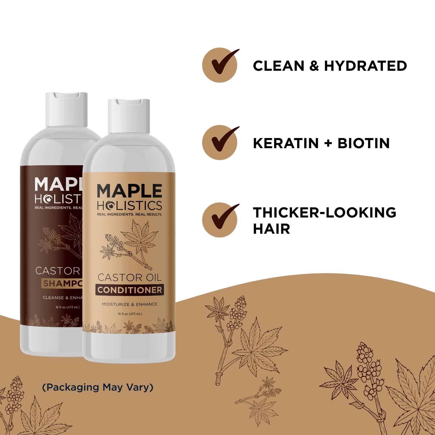 Maple Holistics Volumizing Shampoo and Conditioner Set with Biotin for Hair Growth - For Women and Men