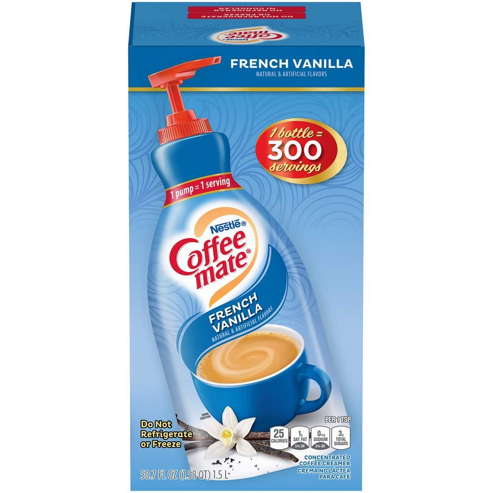 Coffee Mate Nestle Coffee Mate Coffee Creamer, French Vanilla, Concentrated Liquid Pump Bottle, Non Dairy, No Refrigeration, 50.7 oz (Pack of 6)