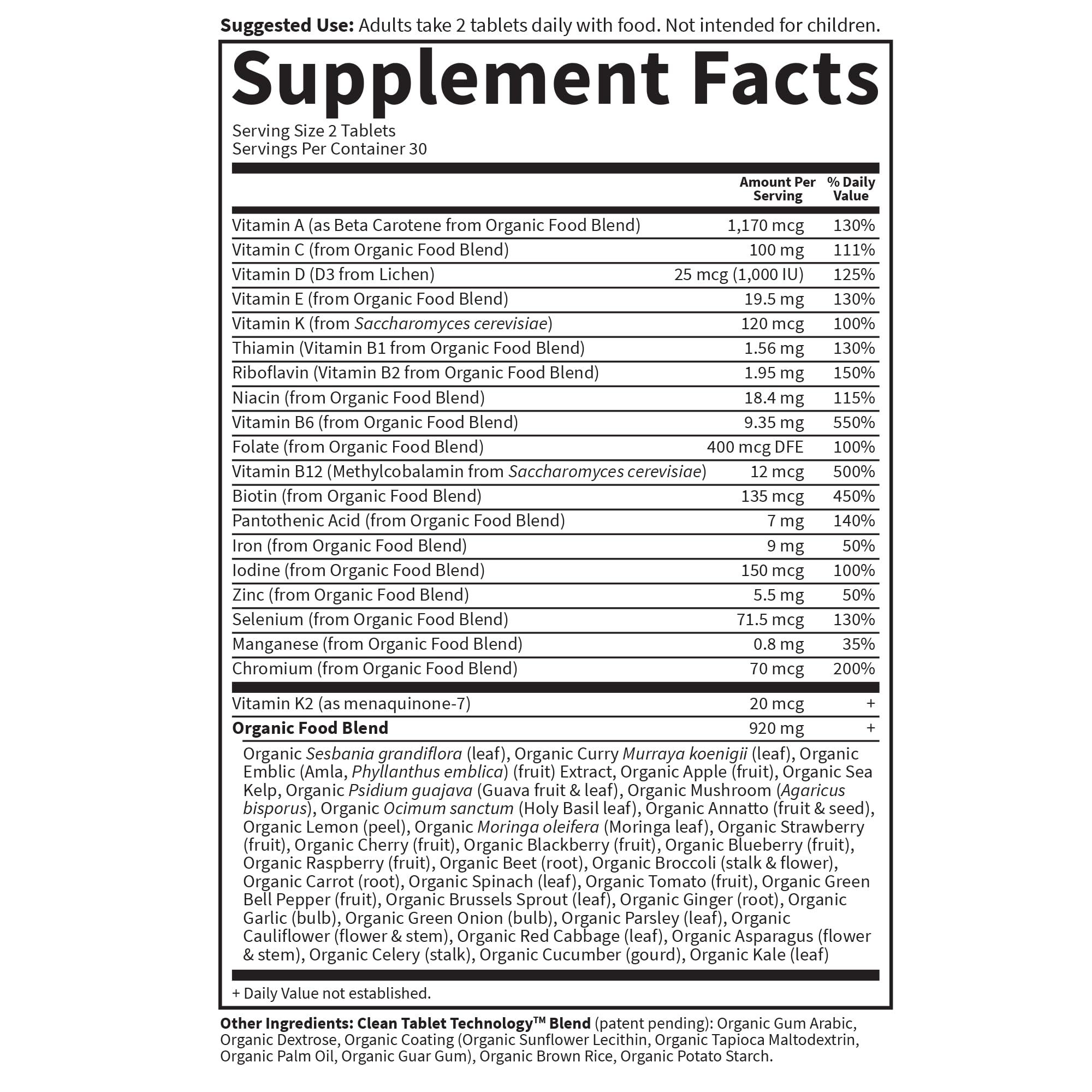 Garden of Life Garden of Life Organics Organic Multivitamin for Women - Womens Multi with Vitamin C, D, Folate, B6, B12, Biotin, Iron, Vegan Whole Food Vitamins for Women, Energy, Skin, Nails, 60 Tablets