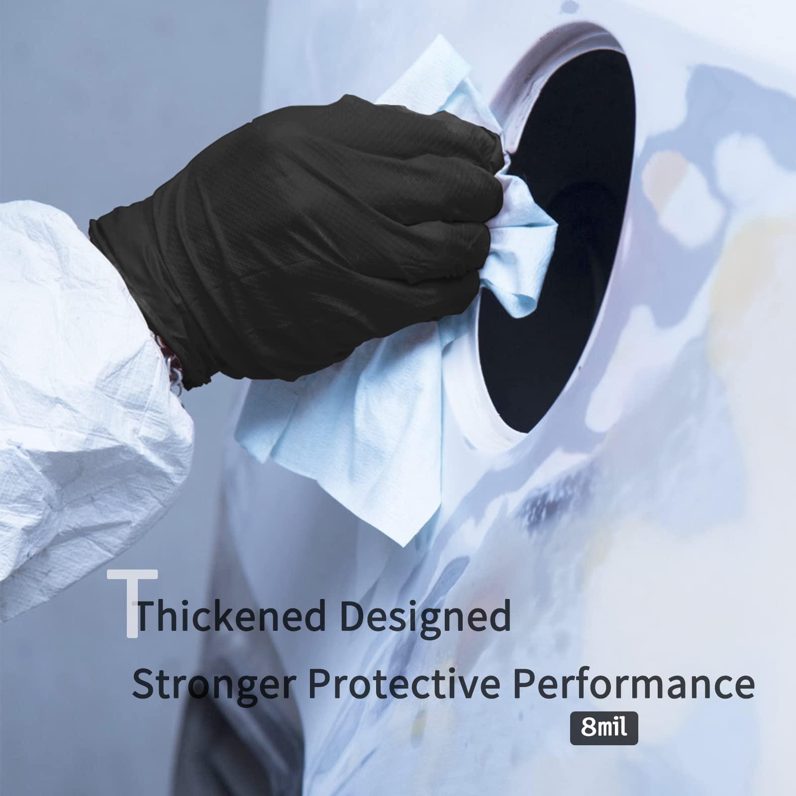 Infimor Infimor 6mil/8mil Nitrile Gloves, Disposable Latex Free, Pack 50/100, Powder Free Heavy Duty Gloves (8Mil/50Pcs/Black, Large (Pack of 50))