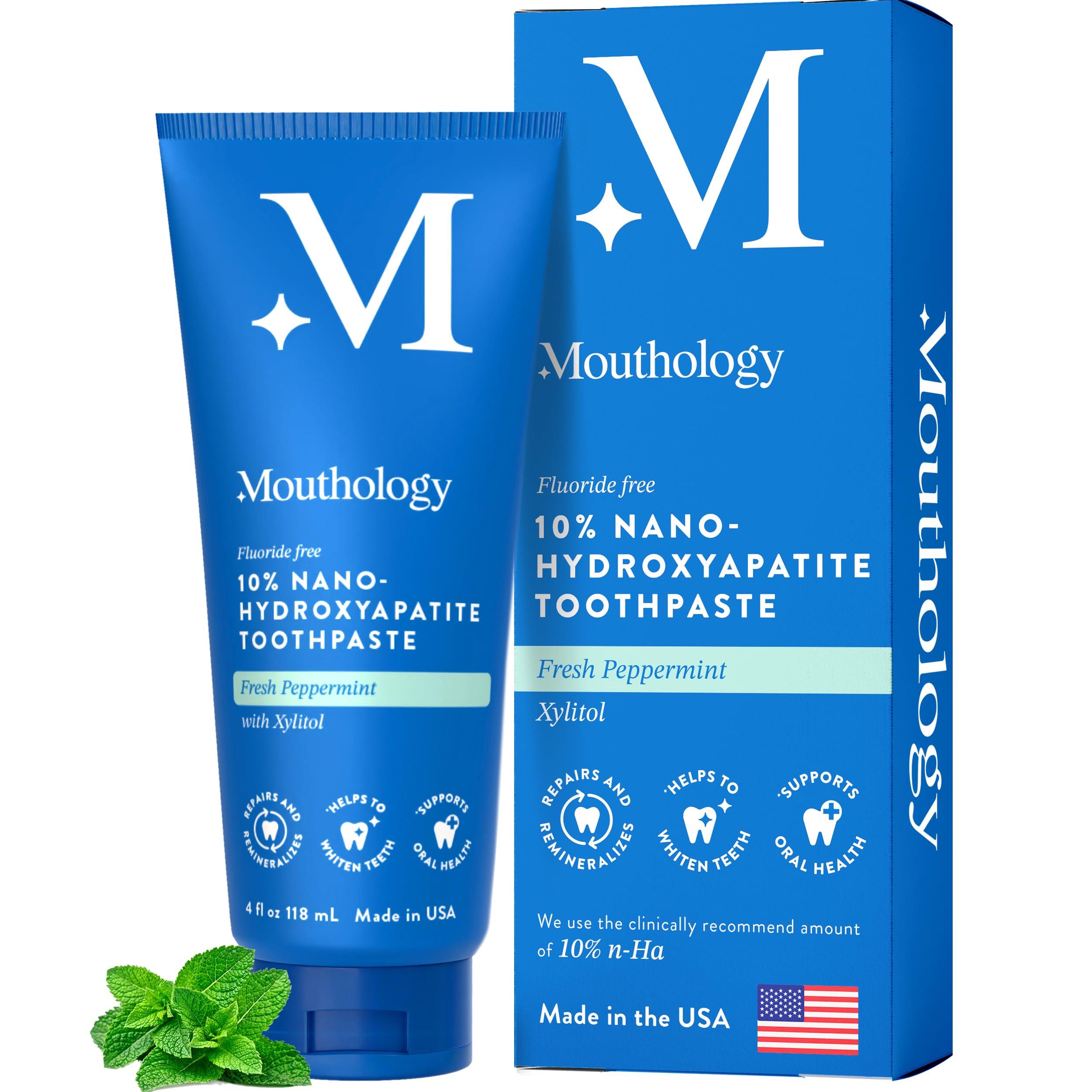 Mouthology Mouthology 10% Nano Hydroxyapatite Toothpaste (Fluoride Free) and Copper Tongue Scraper for Adults (2 Pack)