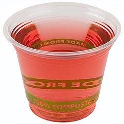 ECO PRODUCTS Compostable Corn Clear Plastic Cups, 9 oz, Clr/Grn Stripe, 50/Bags, 1000/Carton