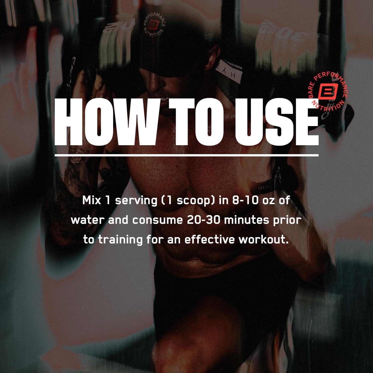 BARE PERFORMANCE NUTRITION Bare Performance Nutrition BPN Flight Pre Workout, Supports Energy and Mental Focus, Improved Endurance & Muscle Pumps with CarnoSyn Beta Alanine, Blue Raspberry, 30 Servings