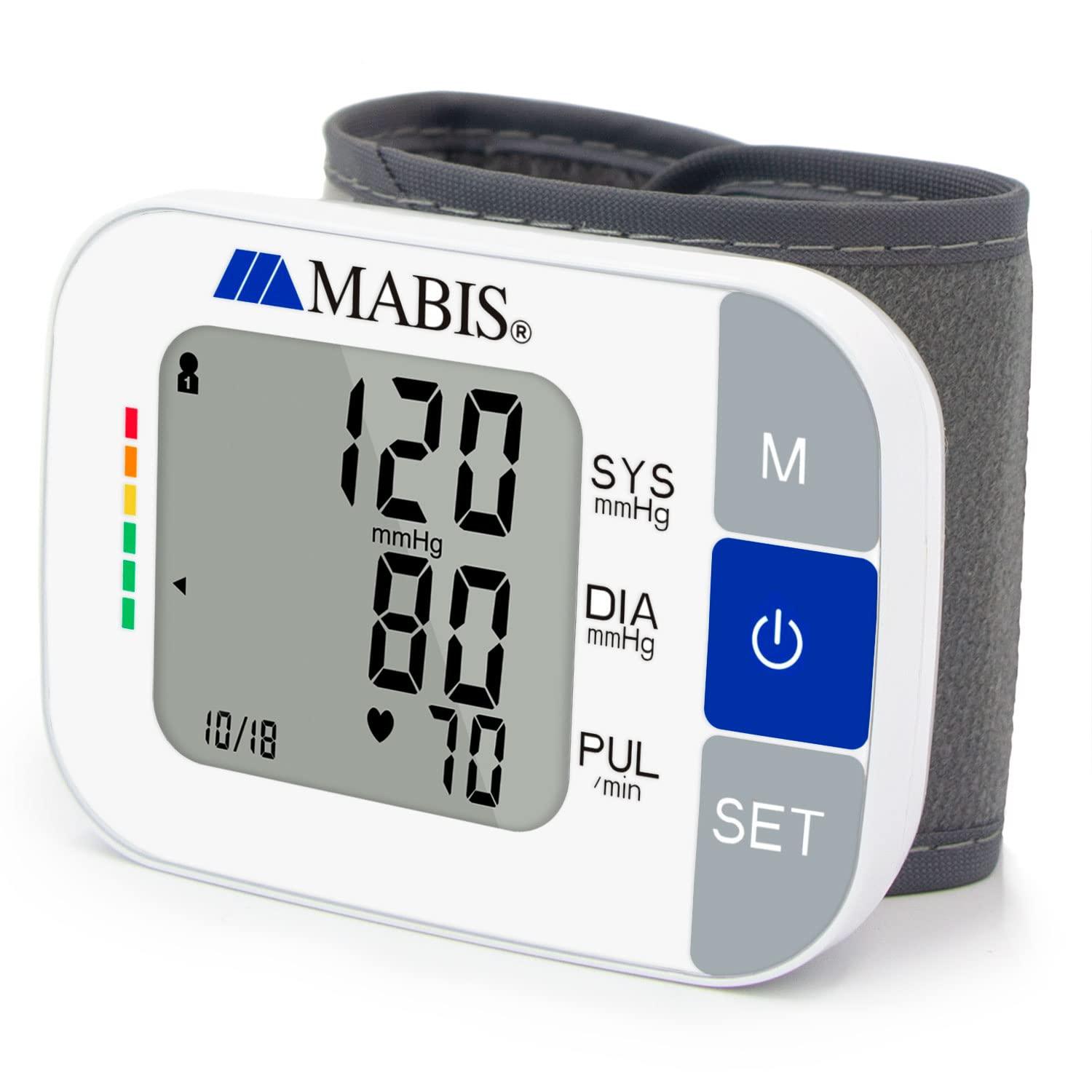 Mabis MABIS Universal Wrist Talking Blood Pressure Monitor, Visual BP Guide, 396 Reading Memory Storage for 4 Users, Protective Storage Case, FSA & HSA Eligible