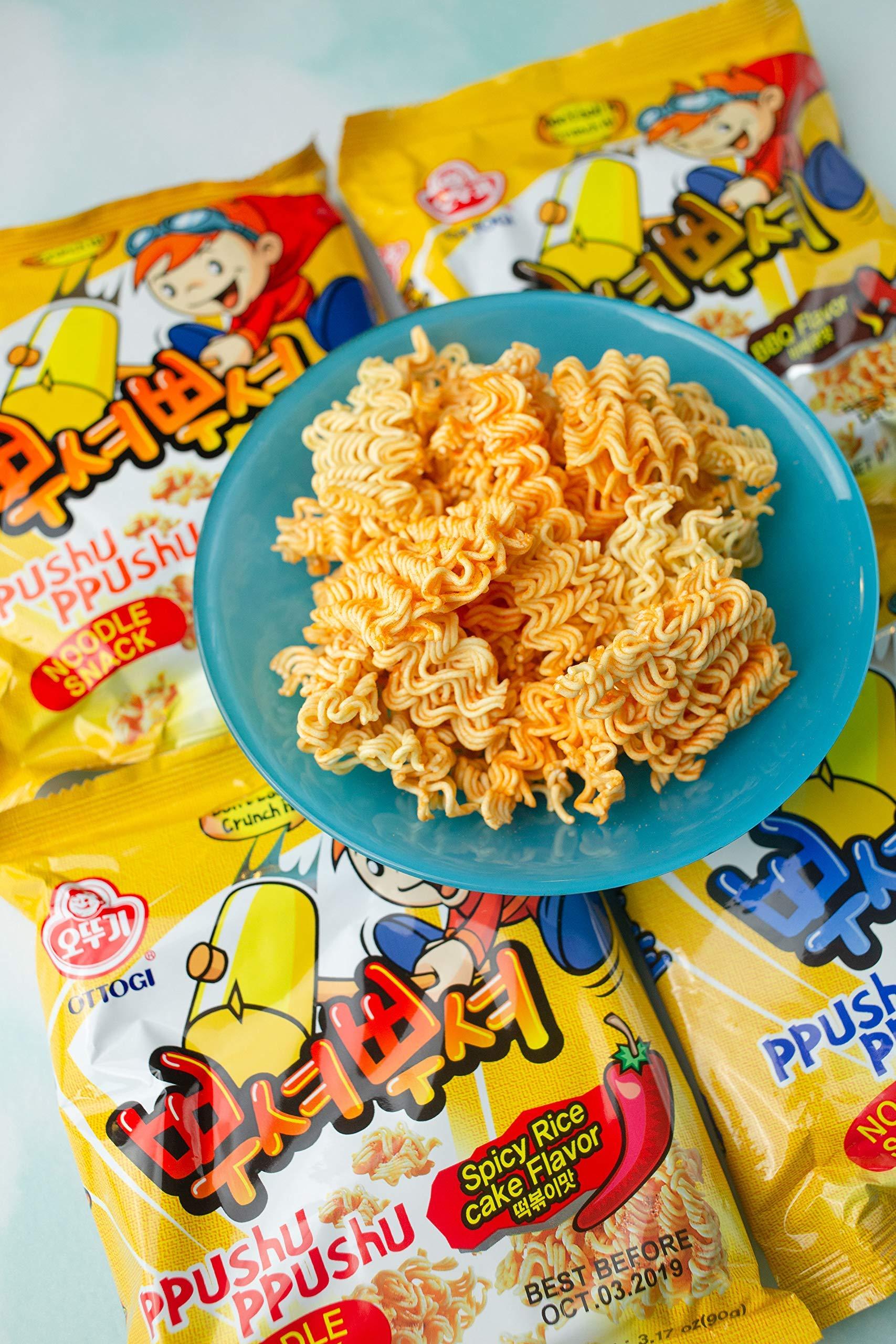 Ottogi [OTTOGI] PPUSHU PPUSHU NOODLE SNACK- Spicy Rice Cake Flavor (90g) - 24 Pack