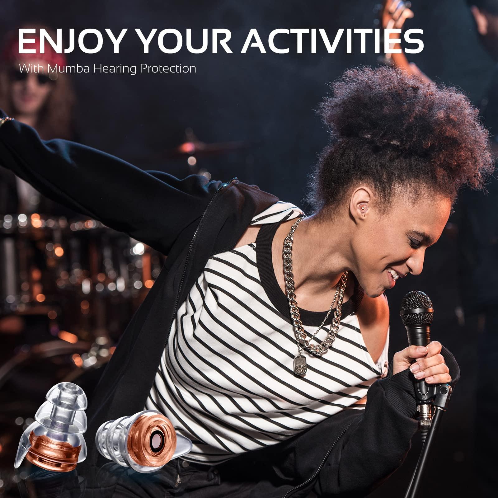 Mumba High Fidelity Concert Earplugs, Reusable Musicians Ear Plugs, 24dB Advanced Filter Technology Ear Protection for Music Festivals, DJs, Musicians