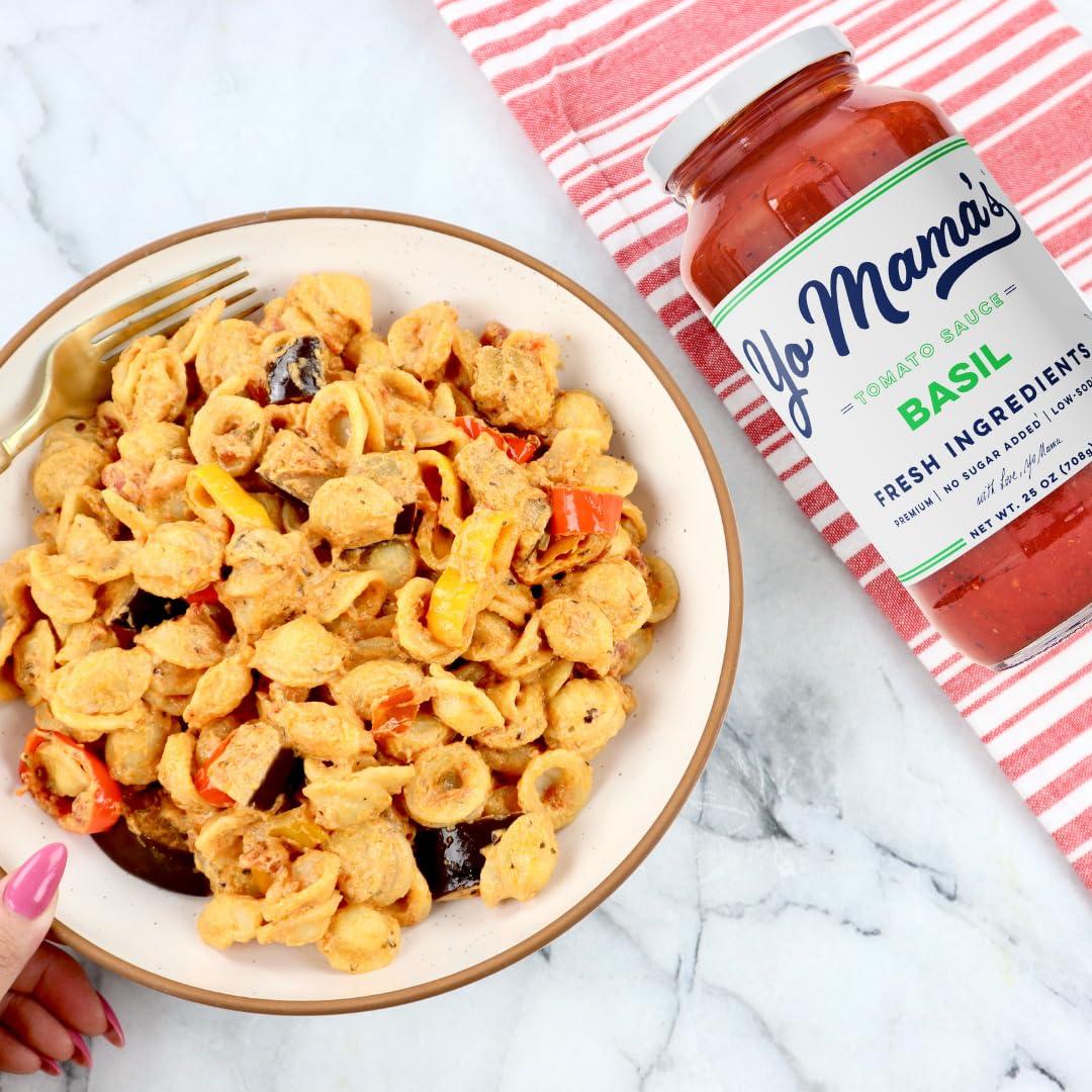 Yo Mama’s Foods Yo Mama\'s Foods Keto Tomato Basil Pasta and Spaghetti Sauce - Pack of (3) - No Sugar Added, Low Carb, Low Sodium, Vegan, Gluten Free, Paleo Friendly, and Made with Whole, Non-GMO Tomatoes