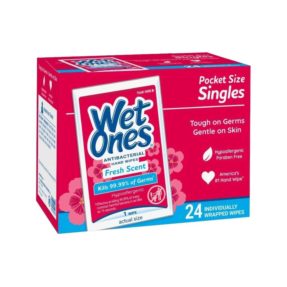 Wet Ones Wet Ones Moist Wipes Fresh Scent Anti Bacterial Singles - 24 ct, Pack of 3