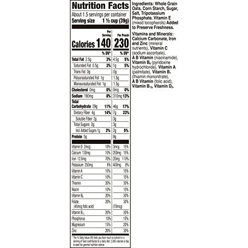 Cheerios Cheerios Whole Grain Oats Gluten-Free Breakfast Cereal, 2.2 oz Pouch (Pack of 5)