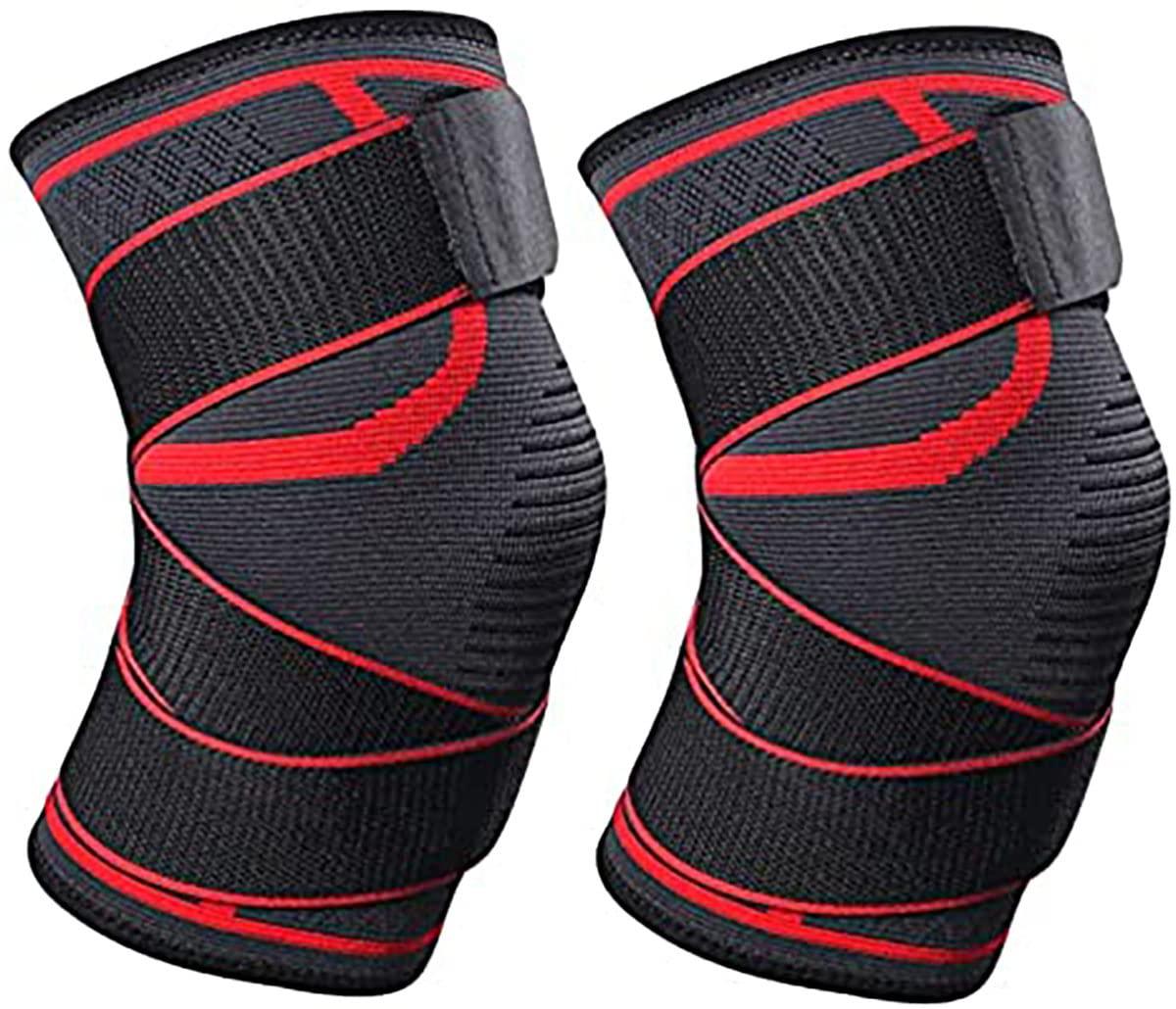 Freeior Freeior Sports Knee Pad Fitness Gear Adjustable Knee Support Braces for Men and Women (M, A-red)