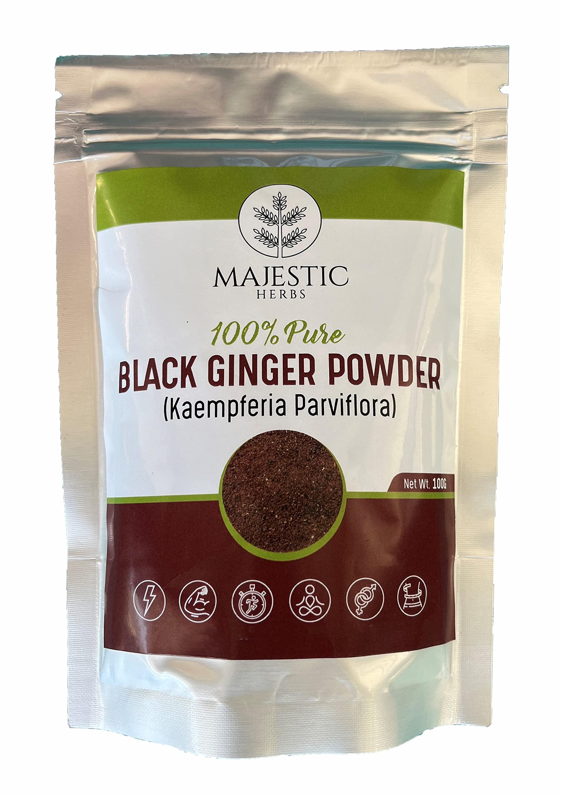 Majestic Herbs Black Ginger Powder (Kaempferia parviflora) by Majestic Herbs | 100g (3.5oz) |All Natural - No Additives - Non-GMO | Perfect for Teas, Coffee, Smoothies, and Baking