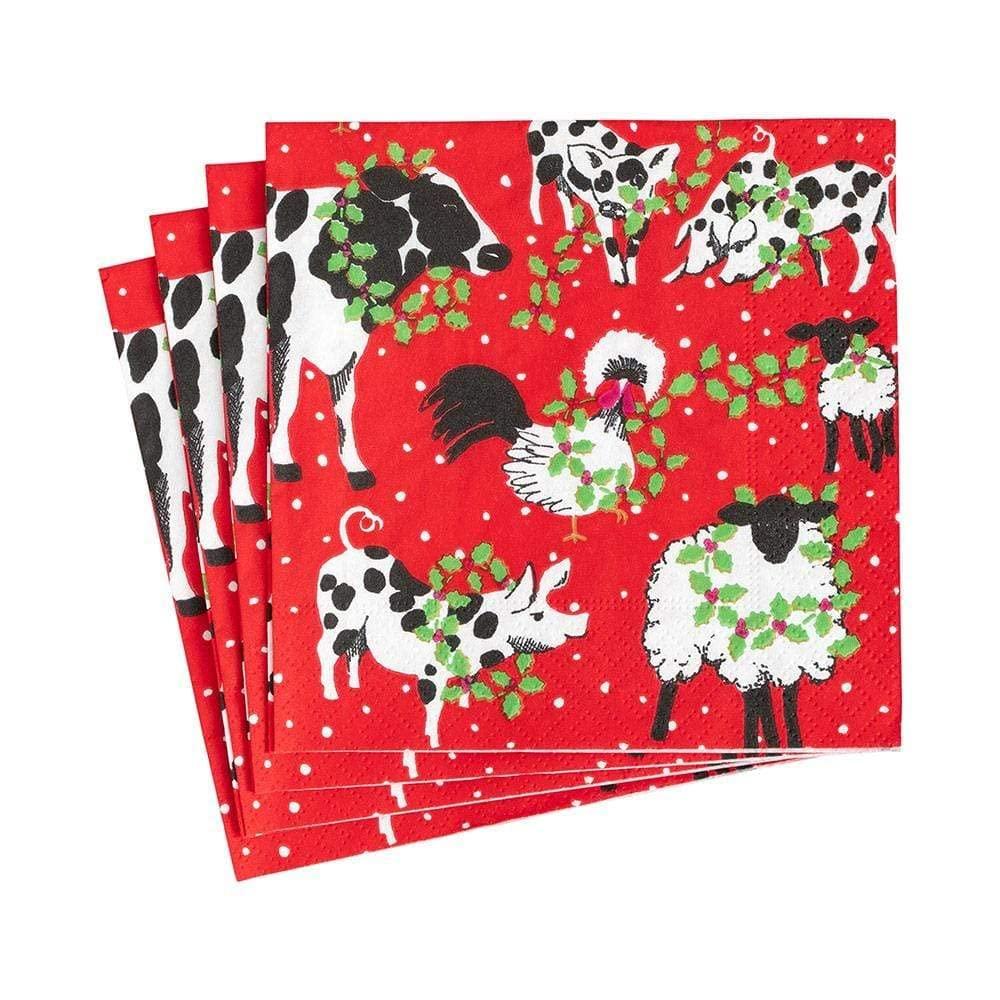 Caspari Caspari Christmas on the Farm Paper Cocktail Napkins - 20 Per Package