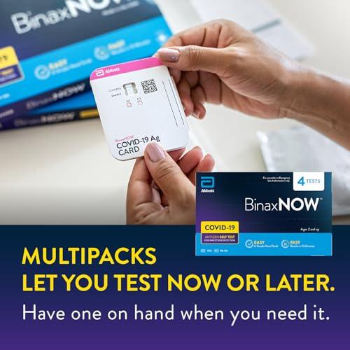 BinaxNOW BinaxNOW COVID-19 Antigen Self Test, 1 Pack, 4 Tests Total, COVID Test With 15-Minute Results Without Sending to a Lab, Easy to Use at Home
